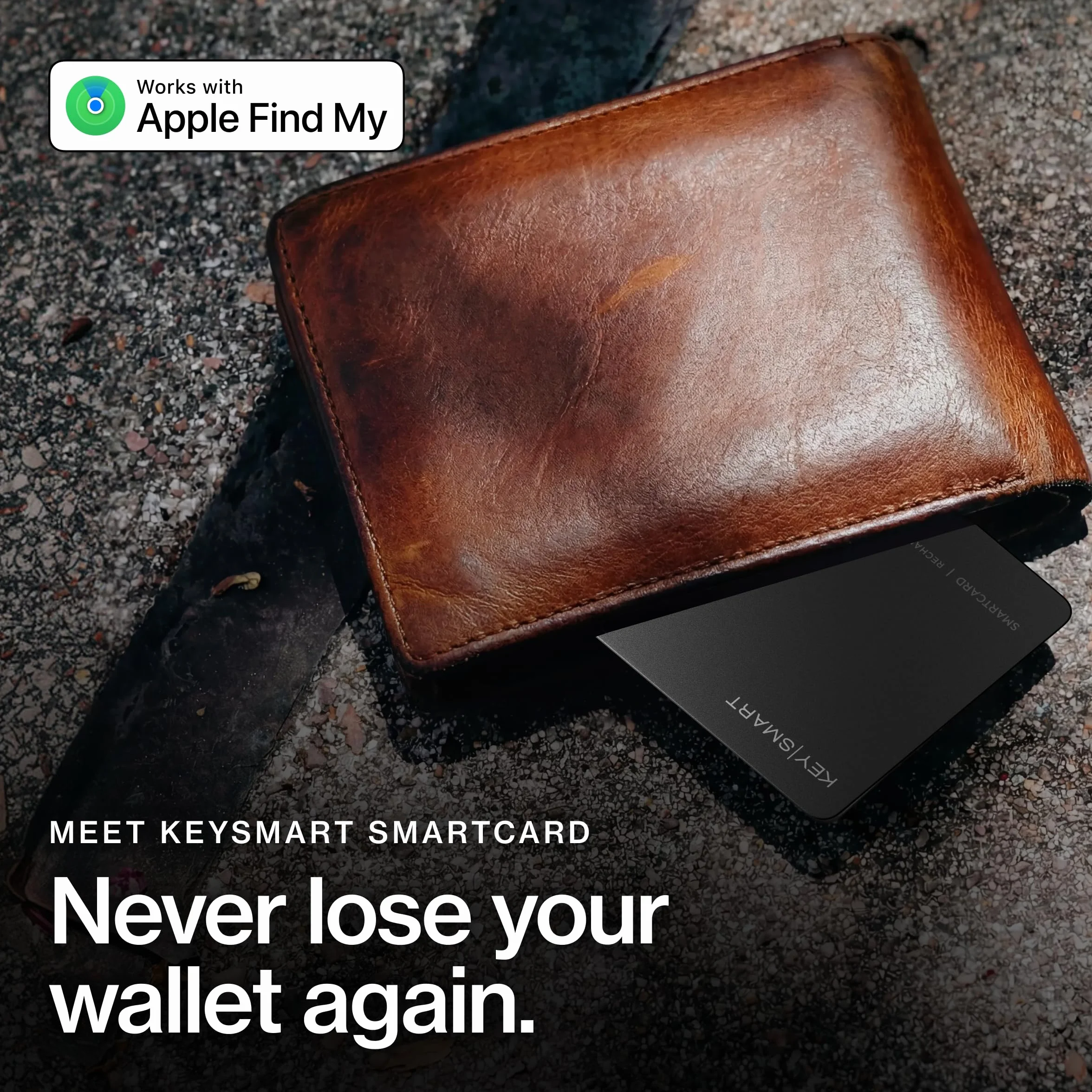 KeySmart SmartCard Wallet Tracker, kompatybilna z Apple Find My App, cienka wyszukiwarka przedmiotów GPS do przywieszek bagażowych, urządzeń śledzących GPS, śledzenie Bluetooth z otworem na breloczek