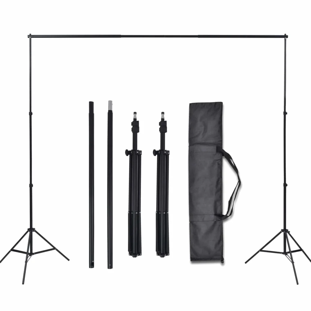 Studio fotograficzne, zestaw 3 bawełnianych tła, 3 x 5 m, regulowana rama aluminiowa, system tła ze statywem, poprzeczką, zaciskiem do fotografii, portretu, zdjęcia produktu, wideo na żywo