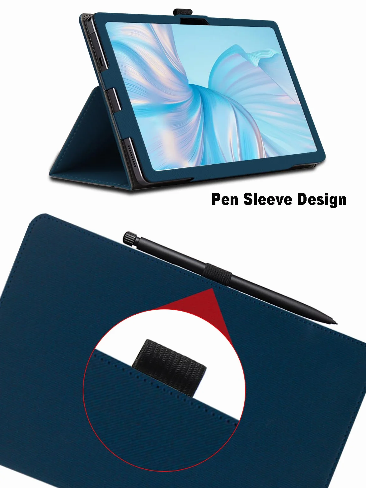 Pokrowiec na tablet Blackview Tab 80 10 cali, Blackview Tab 80 Tablet Case, składany stojak ochronny z uchwytem na ołówek i paskiem na rękę, pełna ochrona. (niebieski)