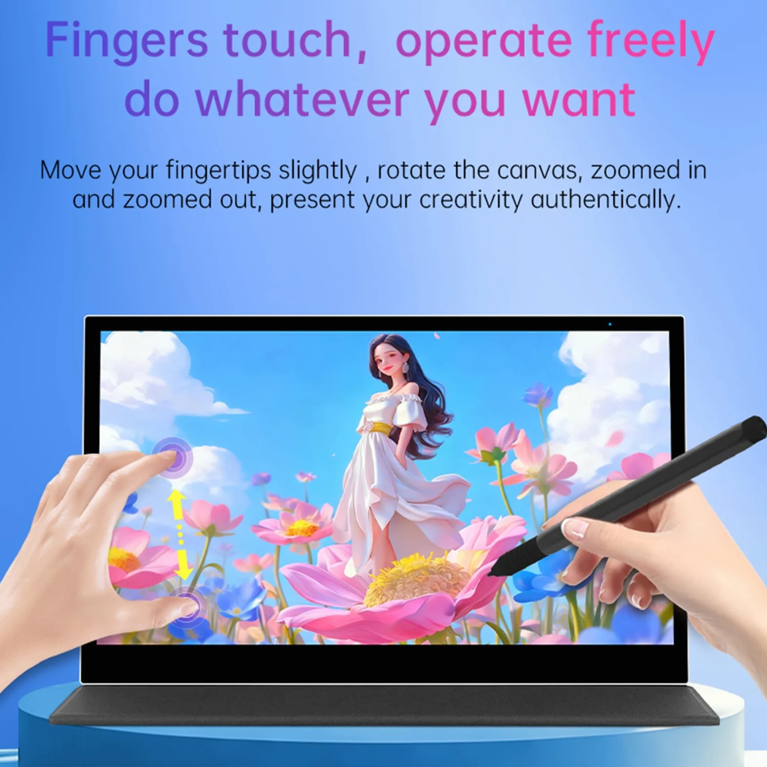 Diyeeni Tablet Graficzny P120T 11,6 Cala, Monitor Graficzny z 16384 Poziomami Ciśnienia, 120% SRGB, Sterowanie Dotykowe, 5080LPI, do Rysowania, Malowania, Projektowania i Nauczania
