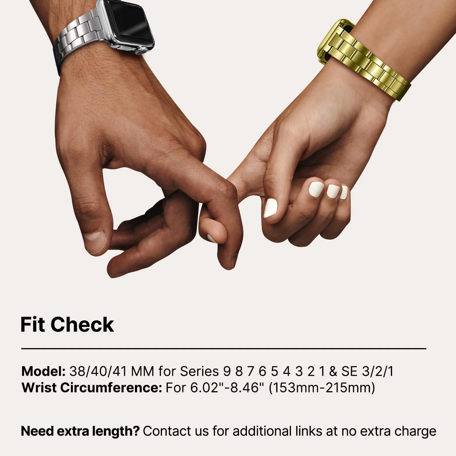Fullmosa Pasek ze stali nierdzewnej kompatybilny z Apple Watch 40/41/38 mm do iWatch SE 3 2 1/Series 9 8 7 6 5 4 3 2 1 różowe złoto