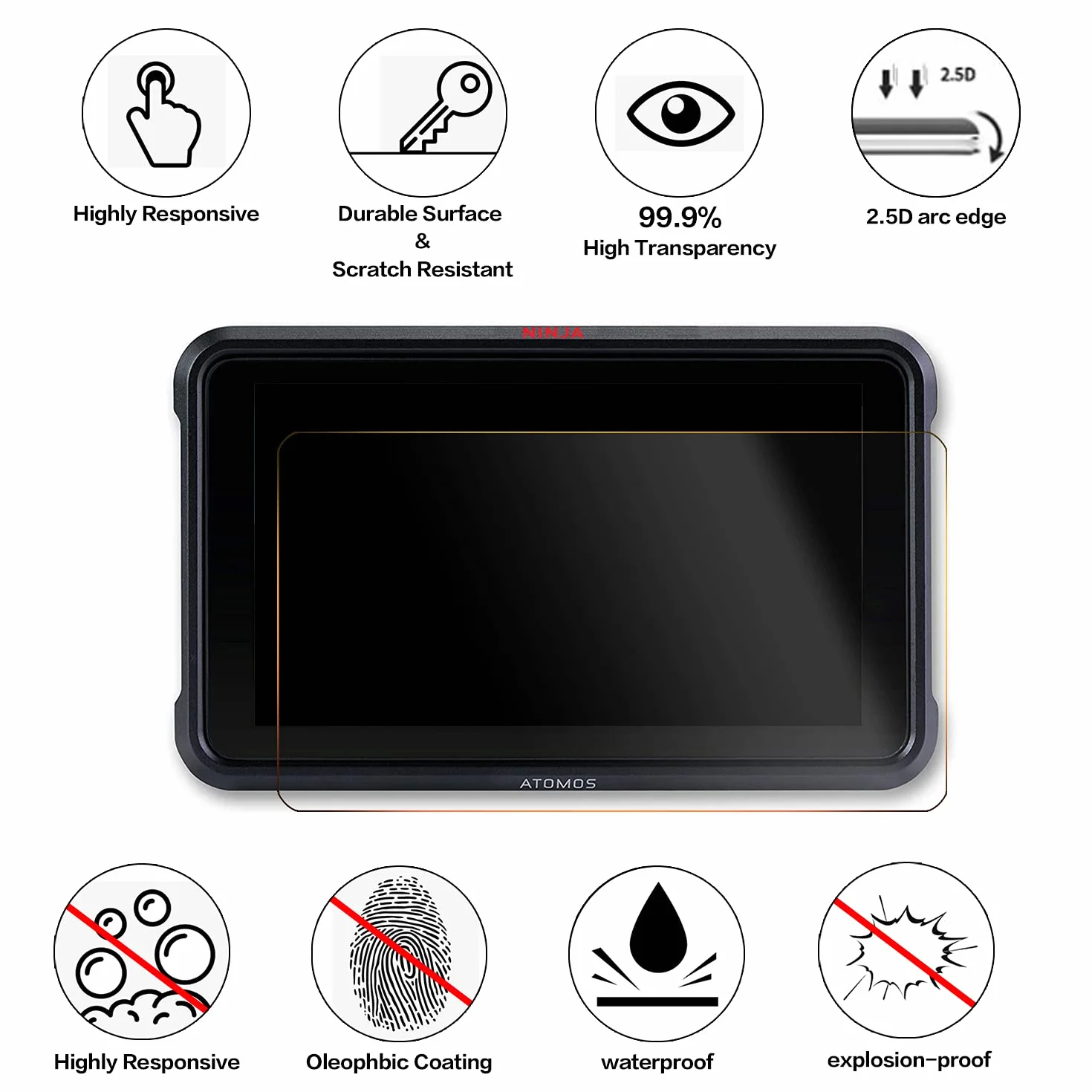 Ochraniacz ekranu Atomos Ninja V 5 cali 4K szkło hartowane 2 sztuki