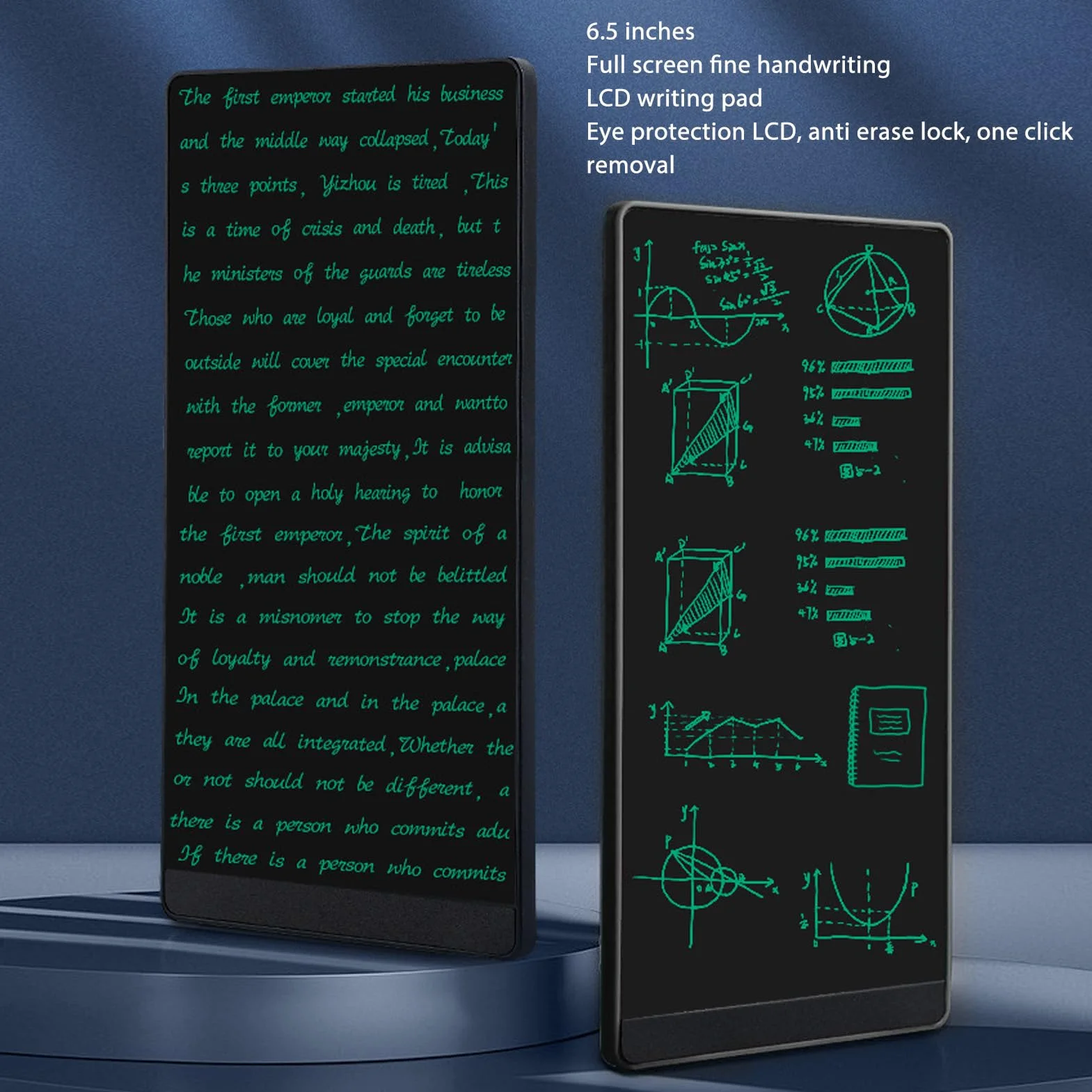 Septpenta Tablet do Pisania Mini LCD, 6, 5 Calowe, Wymazywalne Elektroniczne Podkładki do Rysowania Wielokrotnego Użytku, Pełnoekranowy, Wymazywalny Cyfrowy Notatnik dla Dzieci I Dorosłych