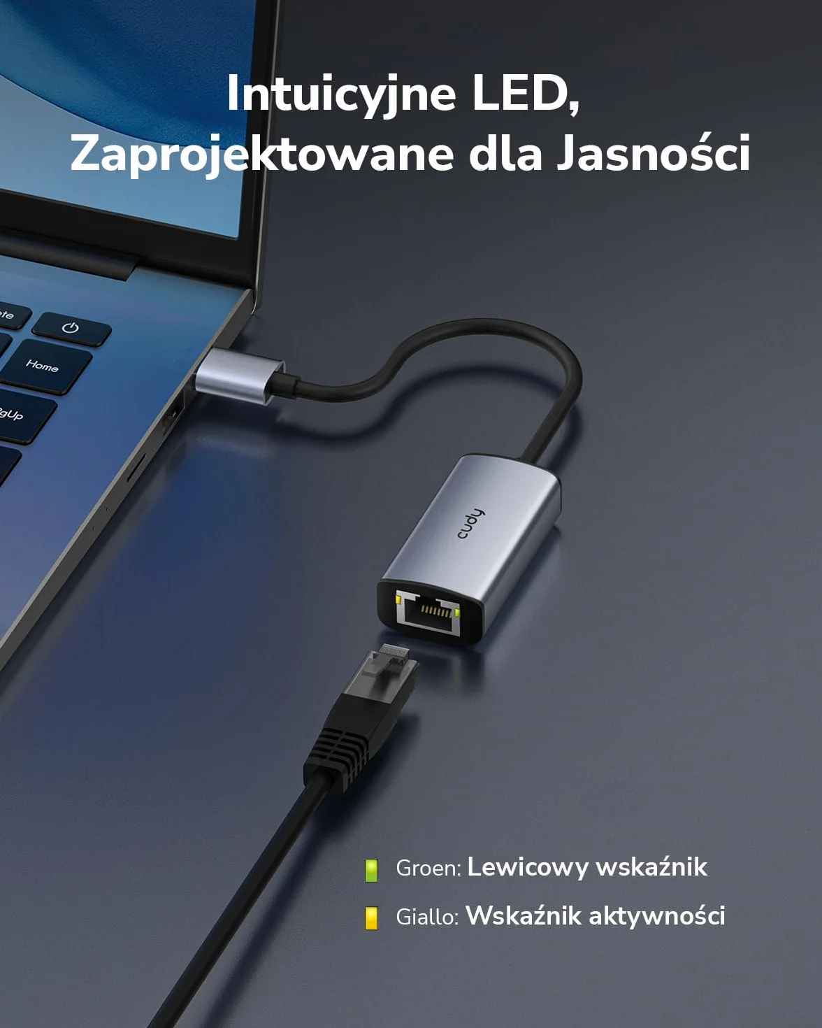 Cudy Adapter Ethernet USB-A na 2,5 Gb/s, adapter sieciowy USB 3.0, aluminiowy adapter internetowy RJ45 LAN bez sterowników, kompatybilny z Switch, MacBookiem, TV Box, XPS, Steam Dec, UE25A