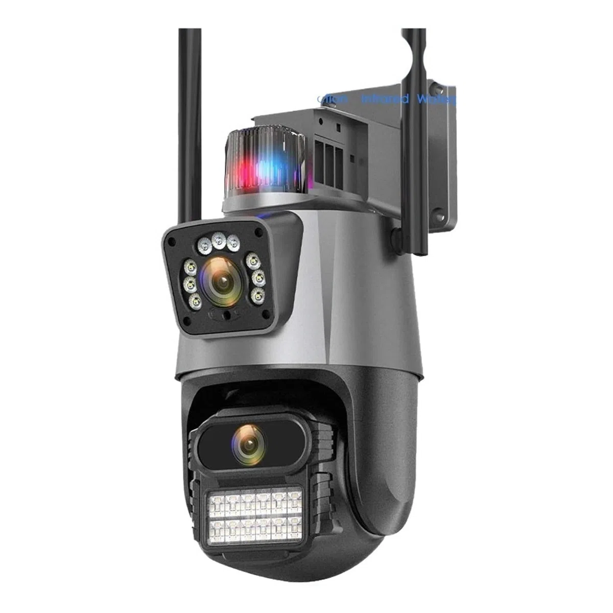 Kamera IP 6MP z podwójnym obiektywem i ekranem PTZ, kamera Wi-Fi, zewnętrzna, wodoodporna, do monitoringu wideo, policyjna lampa alarmowa,Spokój ducha zawsze(6MP Add 32G Card)
