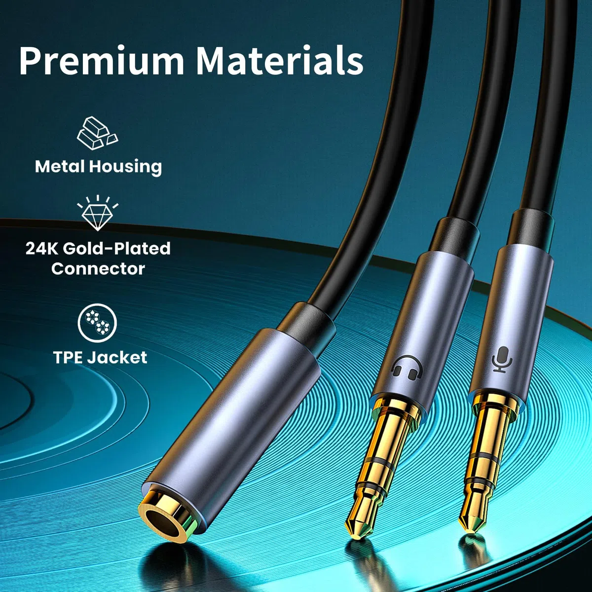 Adapter słuchawkowy, rozdzielacz audio, rozdzielacz audio, rozdzielacz 0,3 m (podwójny 3,5 mm męski na 3,5 mm żeński), adapter słuchawkowy, 1 na 2 gniazdo do słuchawek, zestawu słuchawkowego,