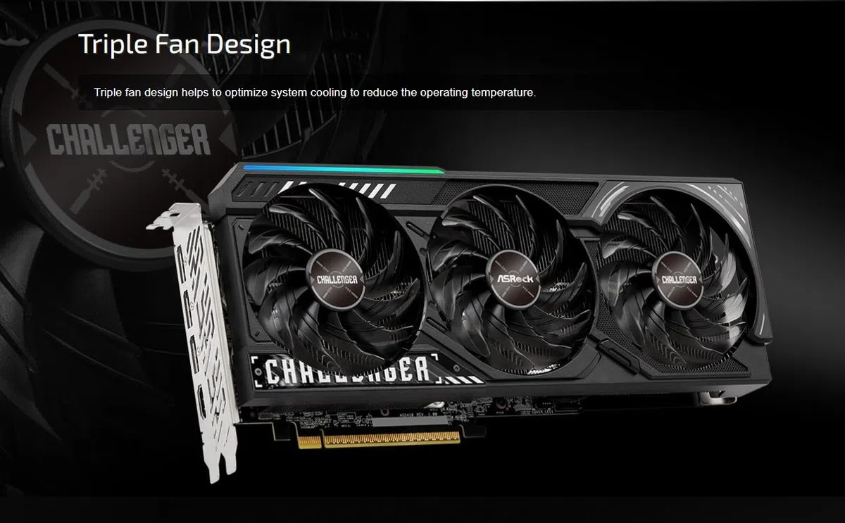 ASRock Karta graficzna Radeon RX 9070 XT Challenger 16 GB OC, architektura AMD RDNA 4, zegar Boost 2970 MHz, 16 GB GDDR6, PCIe 5.0, DisplayPort 2.1a, HDMI 2.1b, potrójne chłodzenie wentylatorem, 800 W