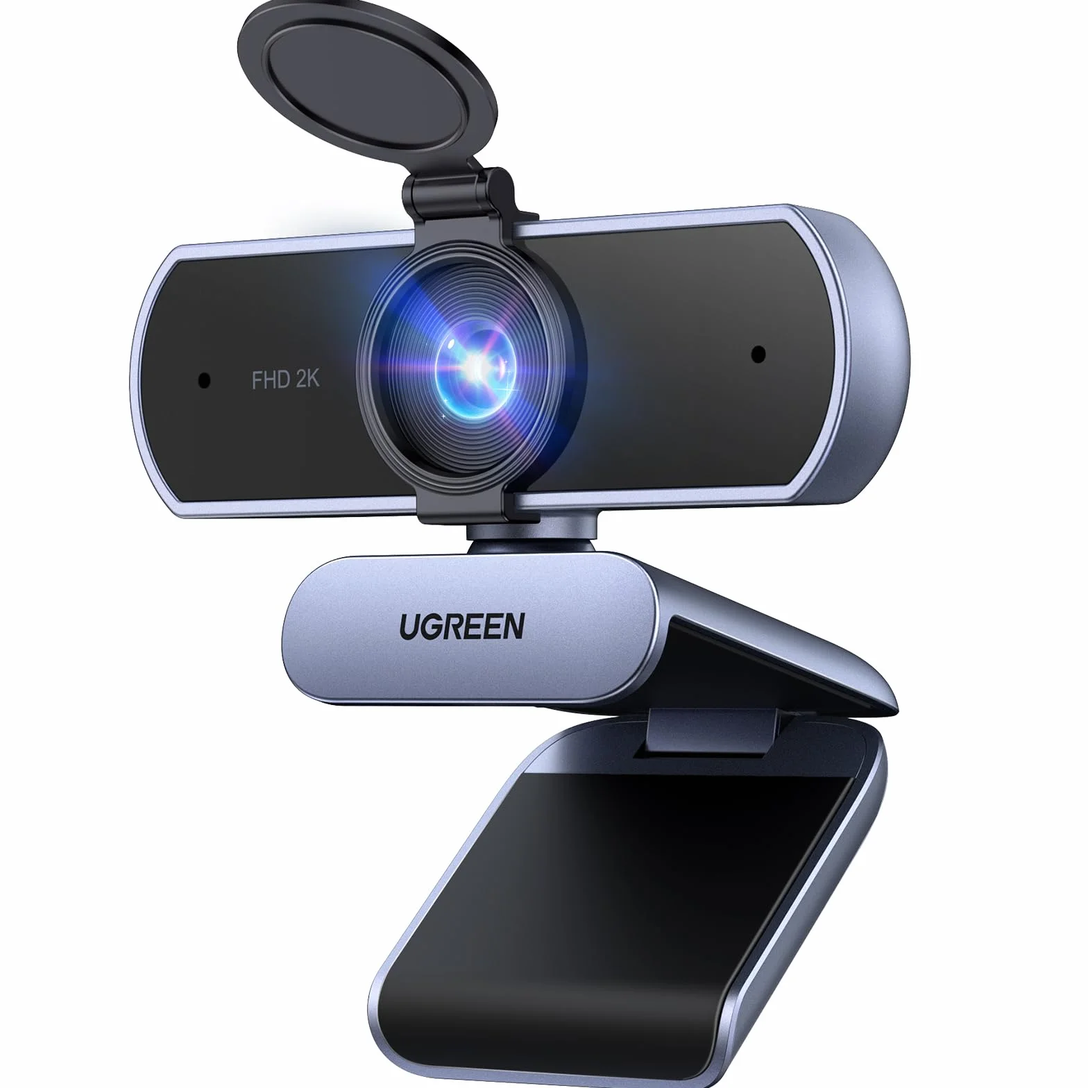 UGREEN Webcam 2K, kamera internetowa z mikrofonem, kamera internetowa do komputera, pole widzenia 80°, kamera internetowa z osłoną prywatności, stała ostrość, automatyczna korekcja światła