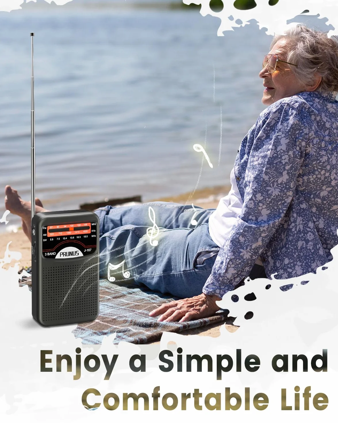Prunus J-167 AM/SW/FM Przenośne Radio Tranzystorowe Kieszonkowe z Ładowaniem USB-C
