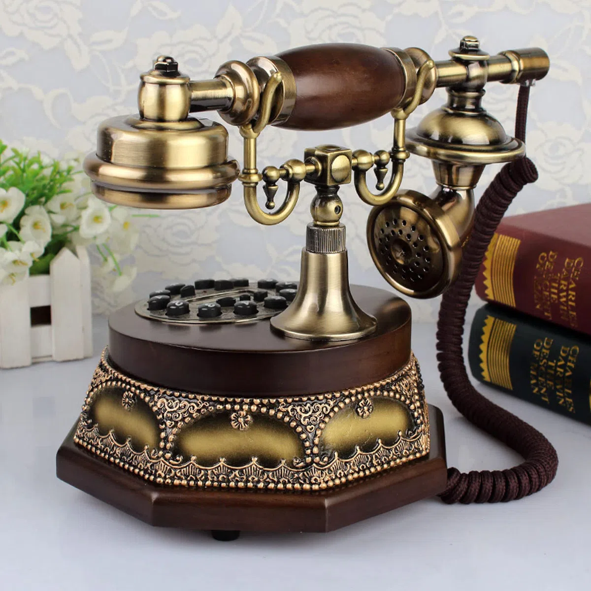 Telefon Retro, Retro Telefon Stacjonarny, Europejski Antyczny Telefon Z Obrotową Tarczą, Telefon Stacjonarny, Telefon Stacjonarny, Telefon Stacjonarny Do Domu I Dekoracji, Telefony Stacjonarne Z Obro