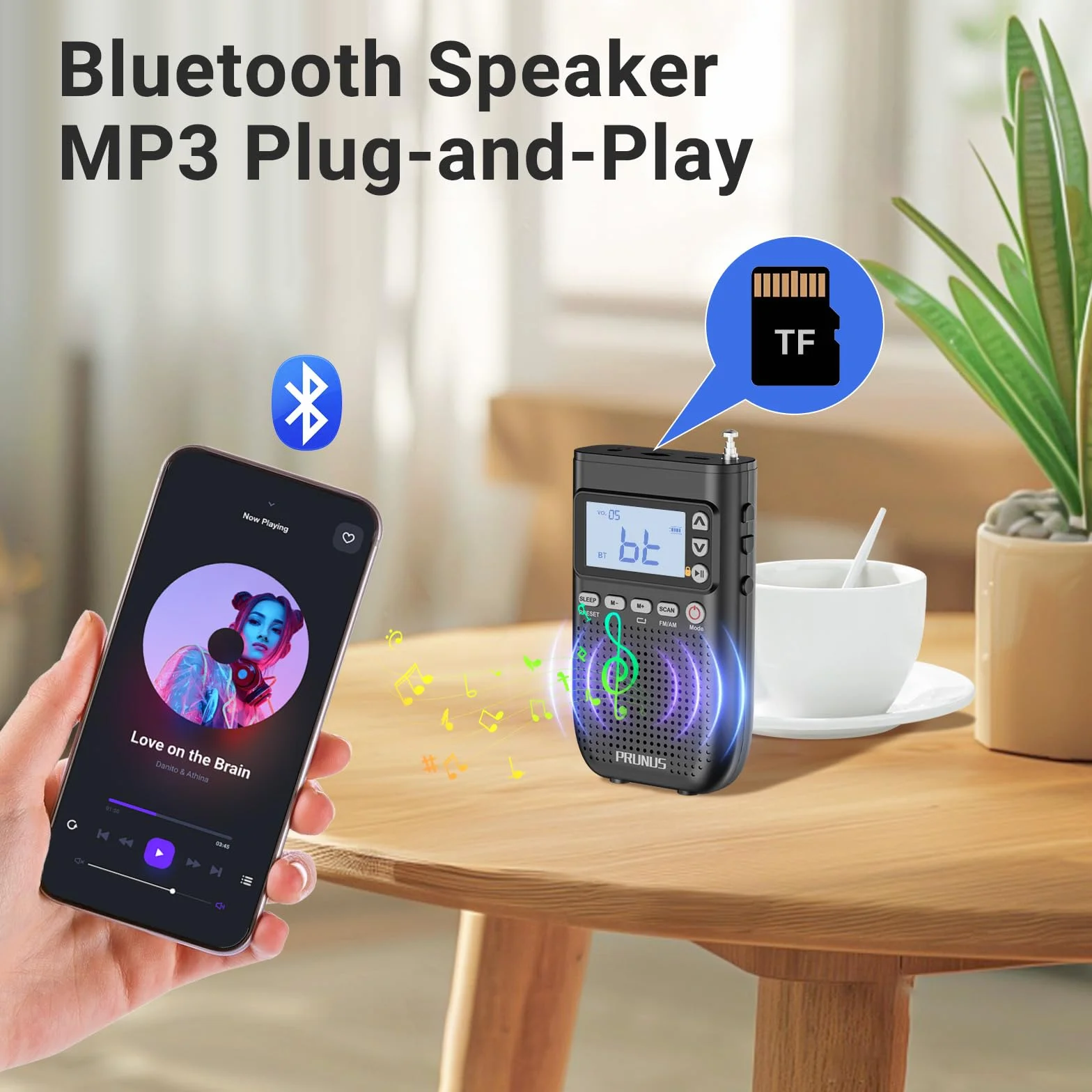 PRUNUS J-618 Radio przenośne AM FM Bluetooth 2000 mAh