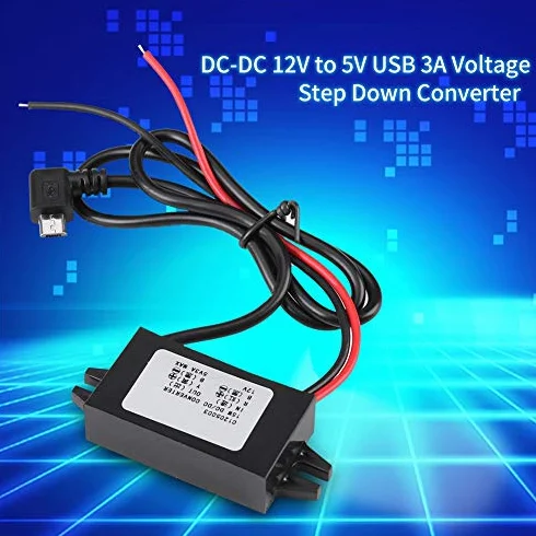 OTVEE Konwerter DC 12V do 5V/3A, Micro USB, Wyświetlacz LED Samochodowy, Zasilacz Converter, Moduł Transformator Adapter