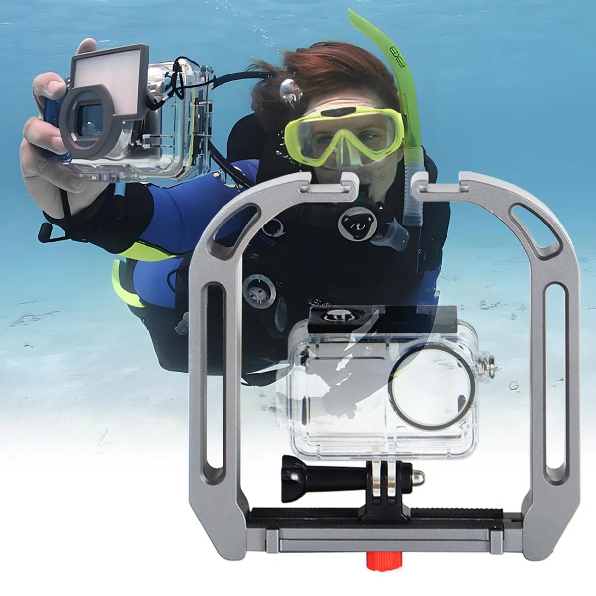 Zestaw do Nurkowania ze Stopu Aluminium Podwodny Stabilizator Kamery, Ergonomiczny Uchwyt do Mocowania Kamery, Urządzenie Filmowania Pod Niskim Kątem z Oświetleniem LED i kompatybilnością ze