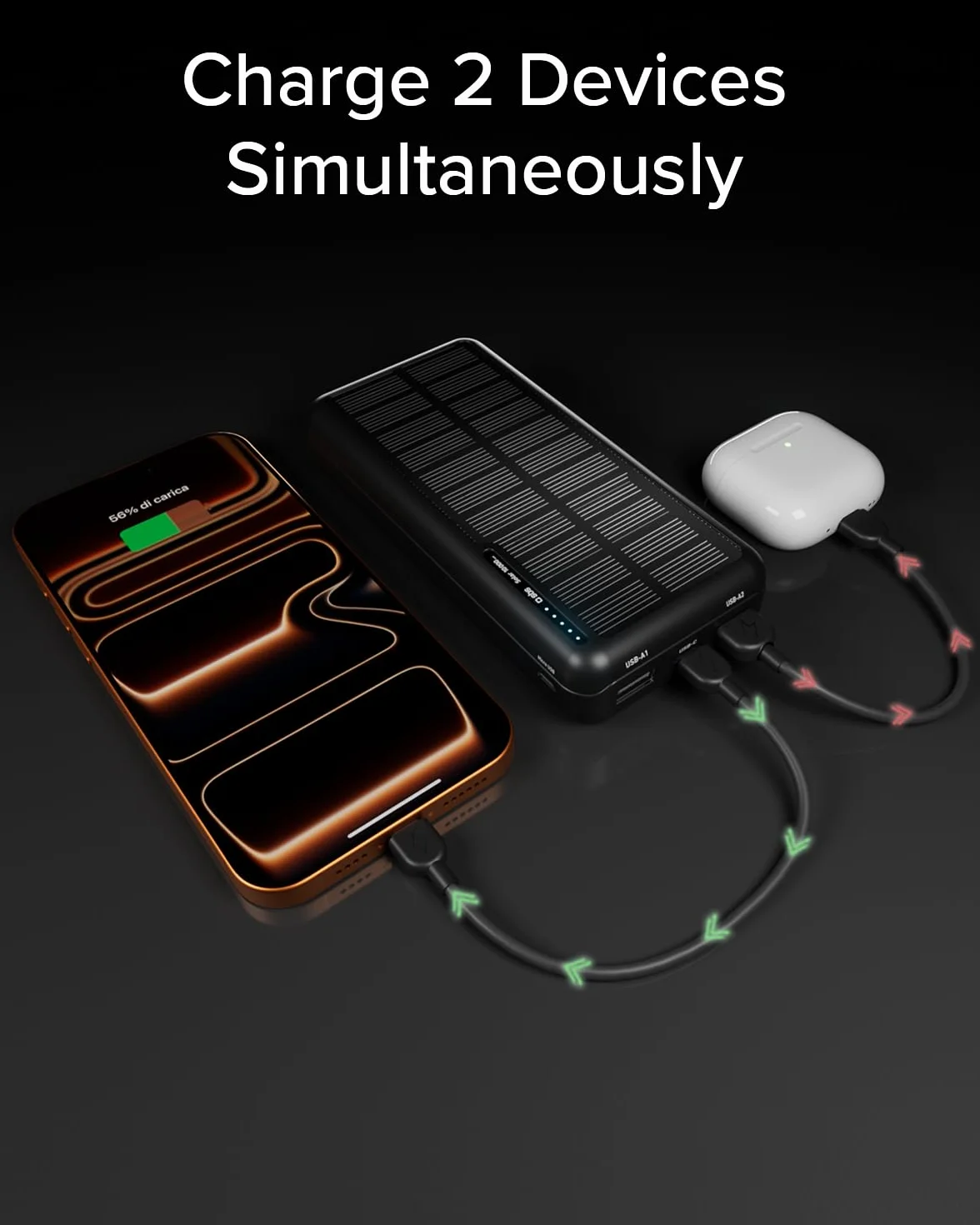 SBS Solar PowerBank 10000mAh z Panelem Słonecznym Szybkie Ładowanie USB-C USB-A Czarny