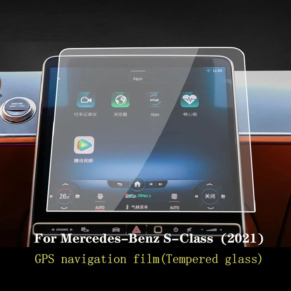 Samochodowa konsola środkowa ekran LCD hartowane szkło folia ochronna, do Mercedes Benz S-Class W223 2021-2023 akcesoria samochodowe