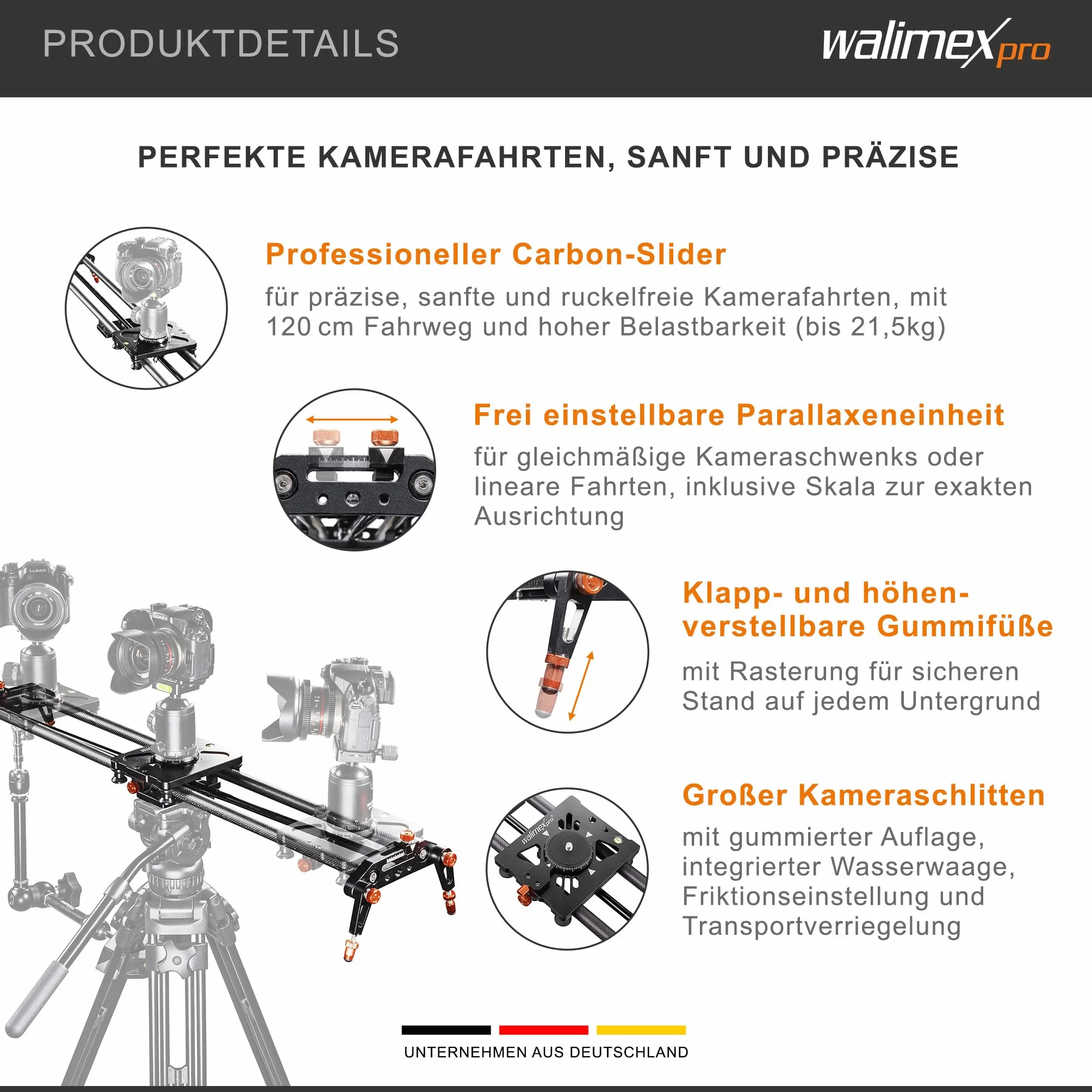 Walimex pro Carbon Follow Focus Parallax Slider 12 czarny/pomarańczowy 21640