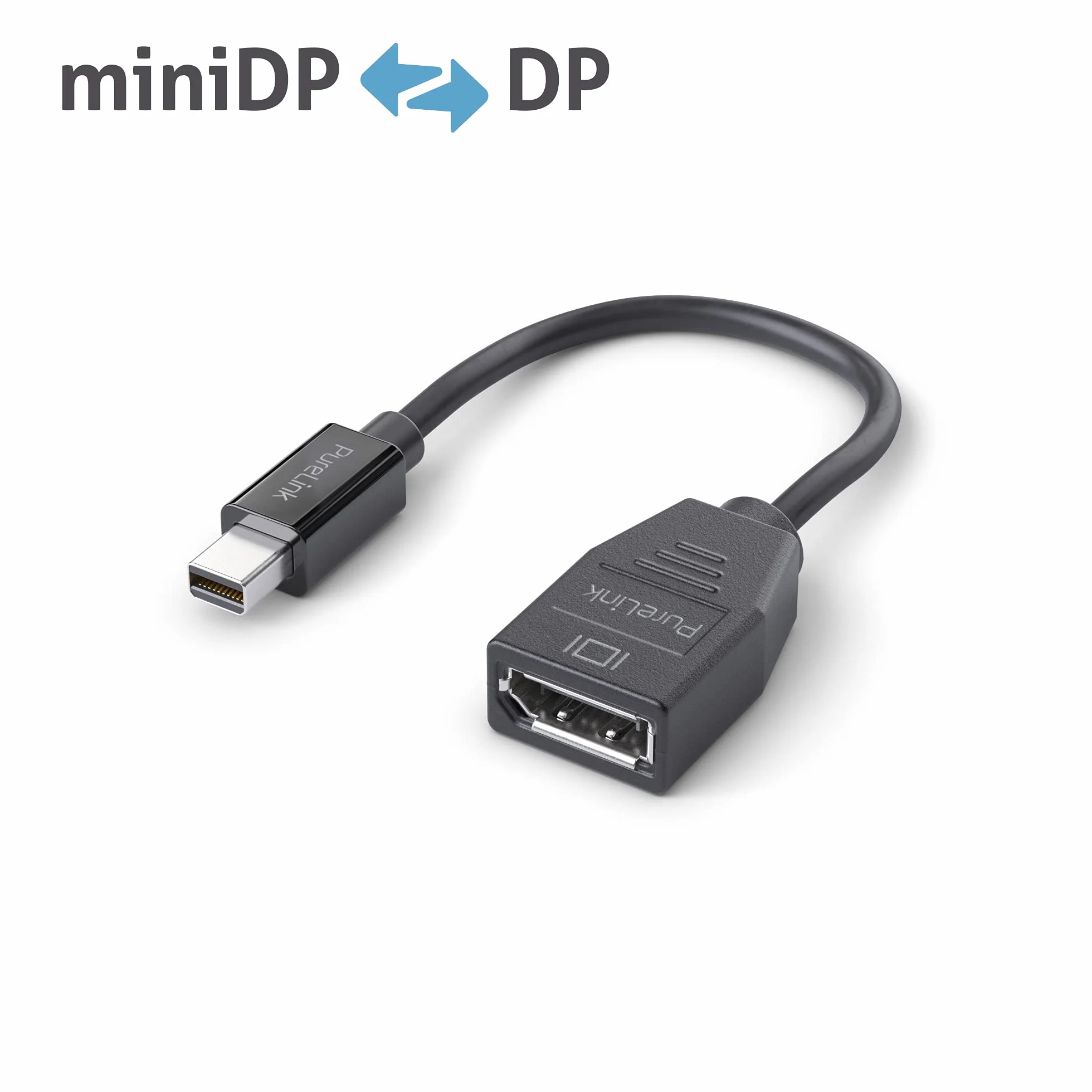 PureLink Adapter Mini DisplayPort na DisplayPort, 4K Ultra HD 60Hz, szerokość pasma 21,6 GB/s, pozłacane styki, 0,15 m, czarny
