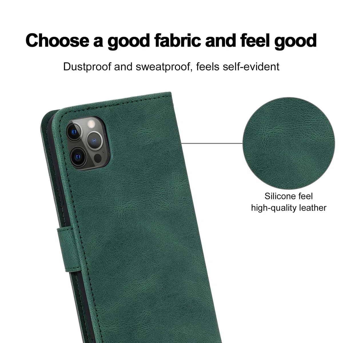 LTL Etui na telefon do iPhone 13 Mini/13/13 Pro/13 Pro Max, wysokiej jakości skórzane etui z klapką, etui z przegródkami na karty, podpórka, magnetyczne zamknięcie, zielony, 13 6,1 cala