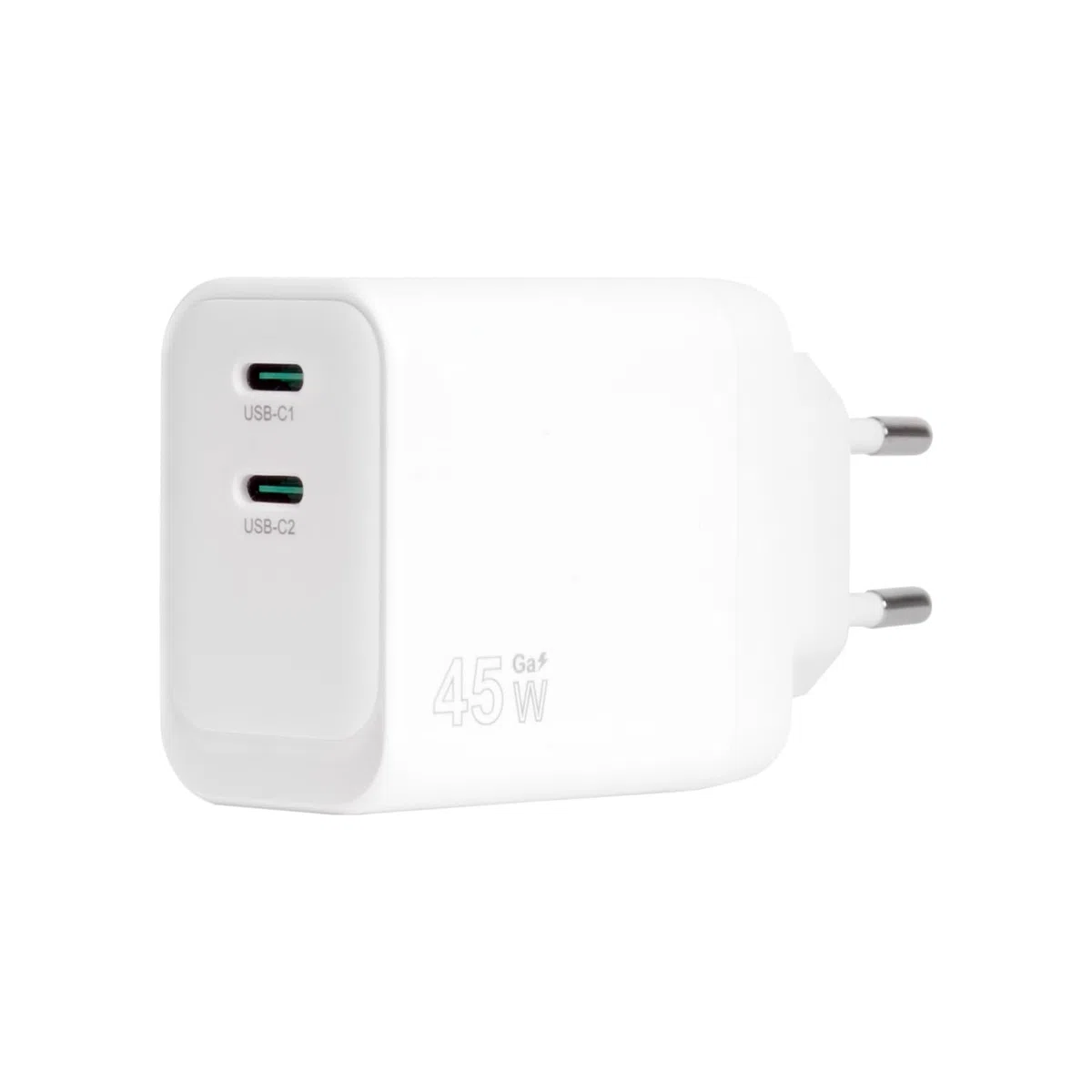 VulTech CC45-2C uniwersalna ładowarka 45 W GaN z 2 portami USB-C/Type-C PD3.0 QC3.0 PPS, kompatybilna ze smartfonami, tabletami i notebookami - biała, kompaktowa