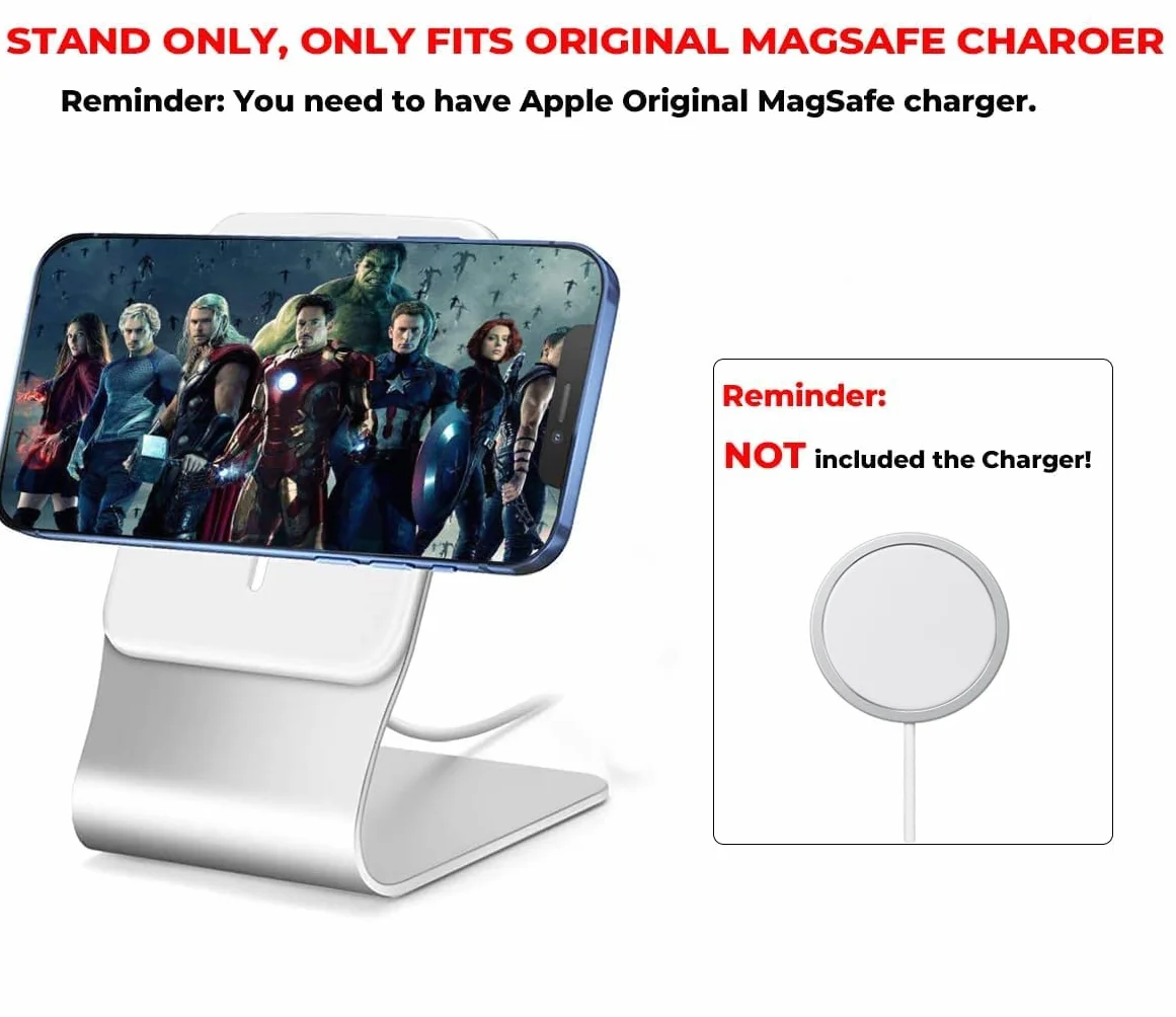 Fulaim stojak na ładowarkę, aluminiowy uchwyt MagSafe, kompatybilny z ładowarką do iPhone 17/16/15/14/13/12 Pro Max (nie wchodzi w zakres dostawy)