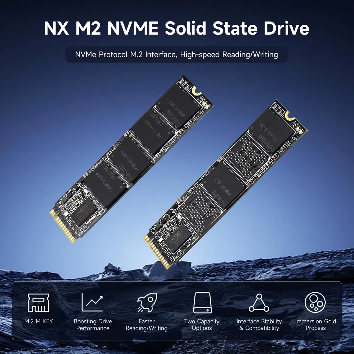 Waveshare NX M2 NVME 2280 256GB High-Speed Solid State Drive, 3D TLC Flash Memory, High-Speed Reading/Writing, NVMe Protocol M.2 Interface -256GB Version