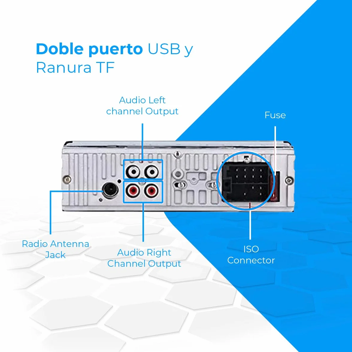 Radio samochodowe NK Auto - 1 DIN - 4x40W - Bluetooth 4.0, AUX, odtwarzacz MP3 i podwójny port USB, dźwięk stereo FM, zestaw głośnomówiący, pilot zdalnego sterowania, wyświetlacz LCD, iOS & Android