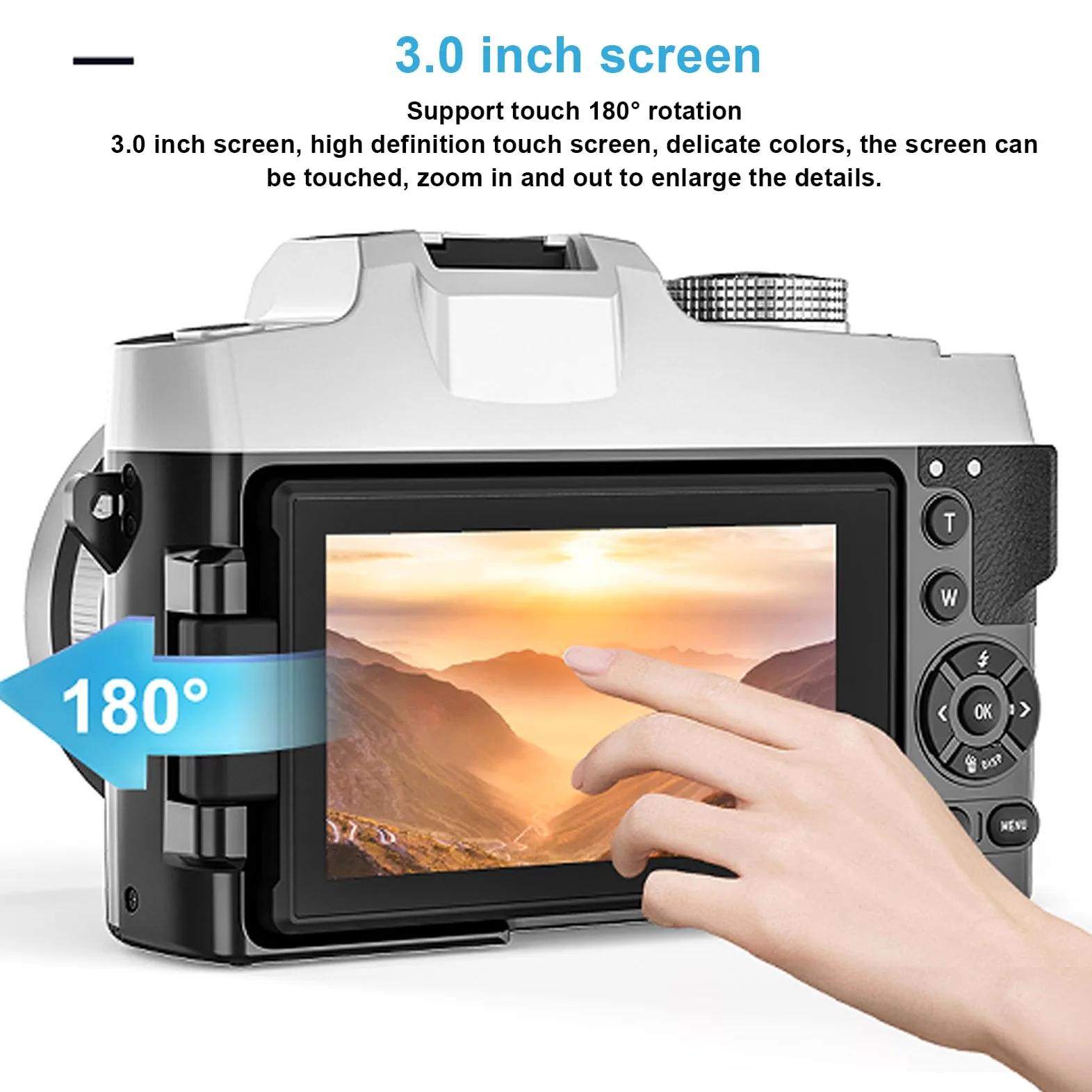 Tosuny Aparat Cyfrowy 6K, Kamera UHD WiFi 84 MP z 18-krotnym Zoomem Optycznym, 3-calowym Ekranem Odchylanym o 180 Stopni i lampą błyskową, do Nagrywania Filmów z Podróży, Robienia (BLACK)