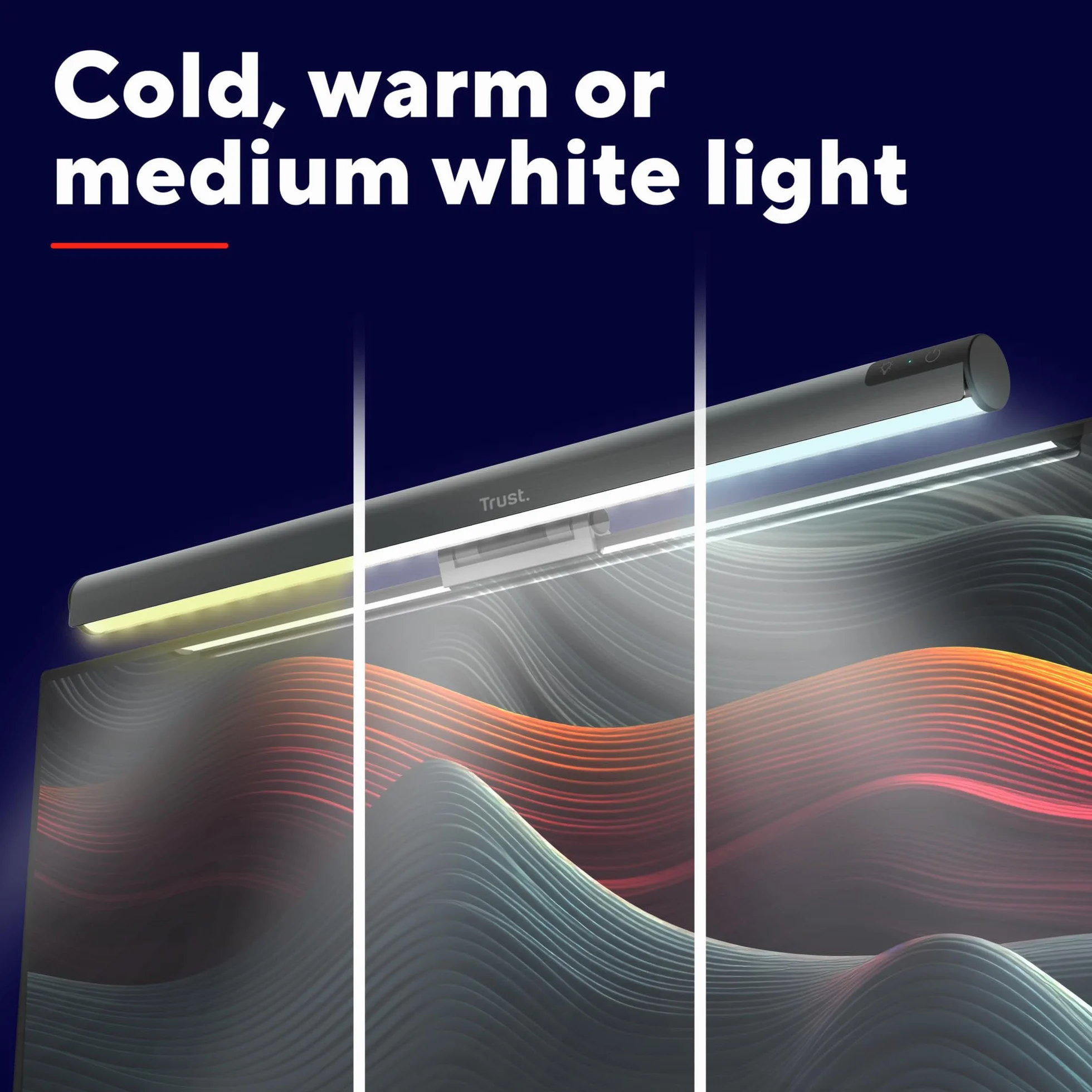 Trust Shyne Monitor Light Bar Anti-Blue Anti-glare lampa USB 42 cm, ciepłe/zimne/średnie białe światło, regulowana temperatura i jasność, kompaktowa lampa dotykowa bez migotania lampa robocza do