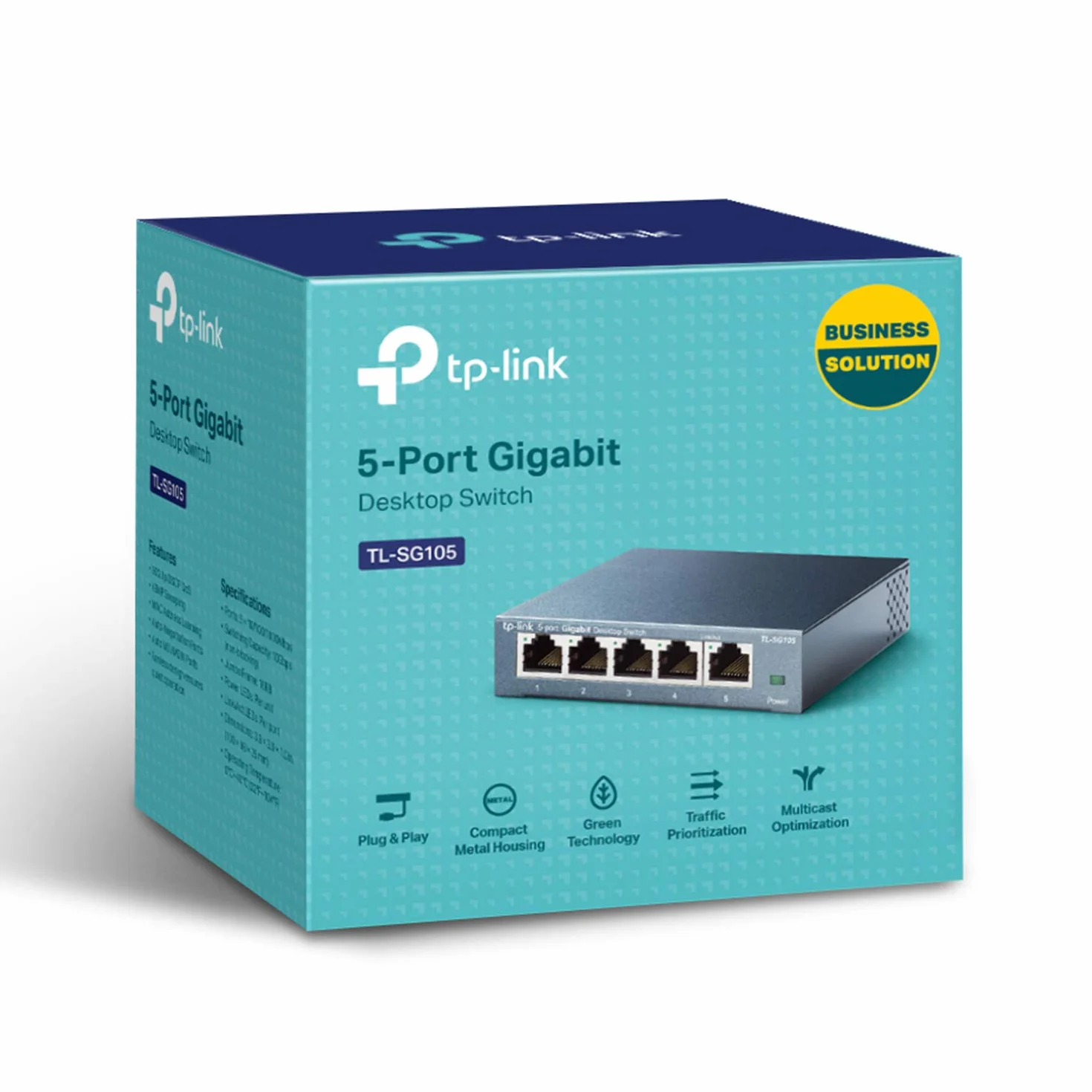 TP-Link TL-SG105 – 5-portowy gigabitowy przełącznik sieciowy, metalowa obudowa, Plug & Play, bez wentylatora – do sieci domowej i biurowej