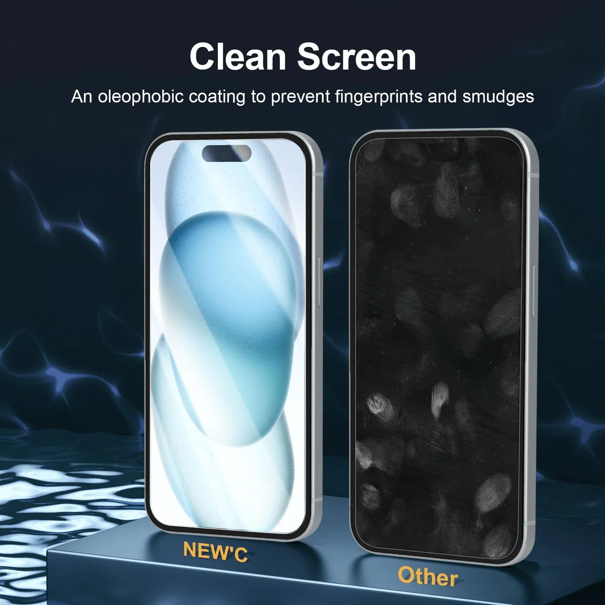 NEW'C 3 Sztuki, Ochraniacz Ekranu do iPhone 16,15 (6,1 cala), Folia ochronna ze szkła hartowanego bez pęcherzyków powietrza, odporność na zarysowania - Zawiera narzędzie ułatwiające montaż
