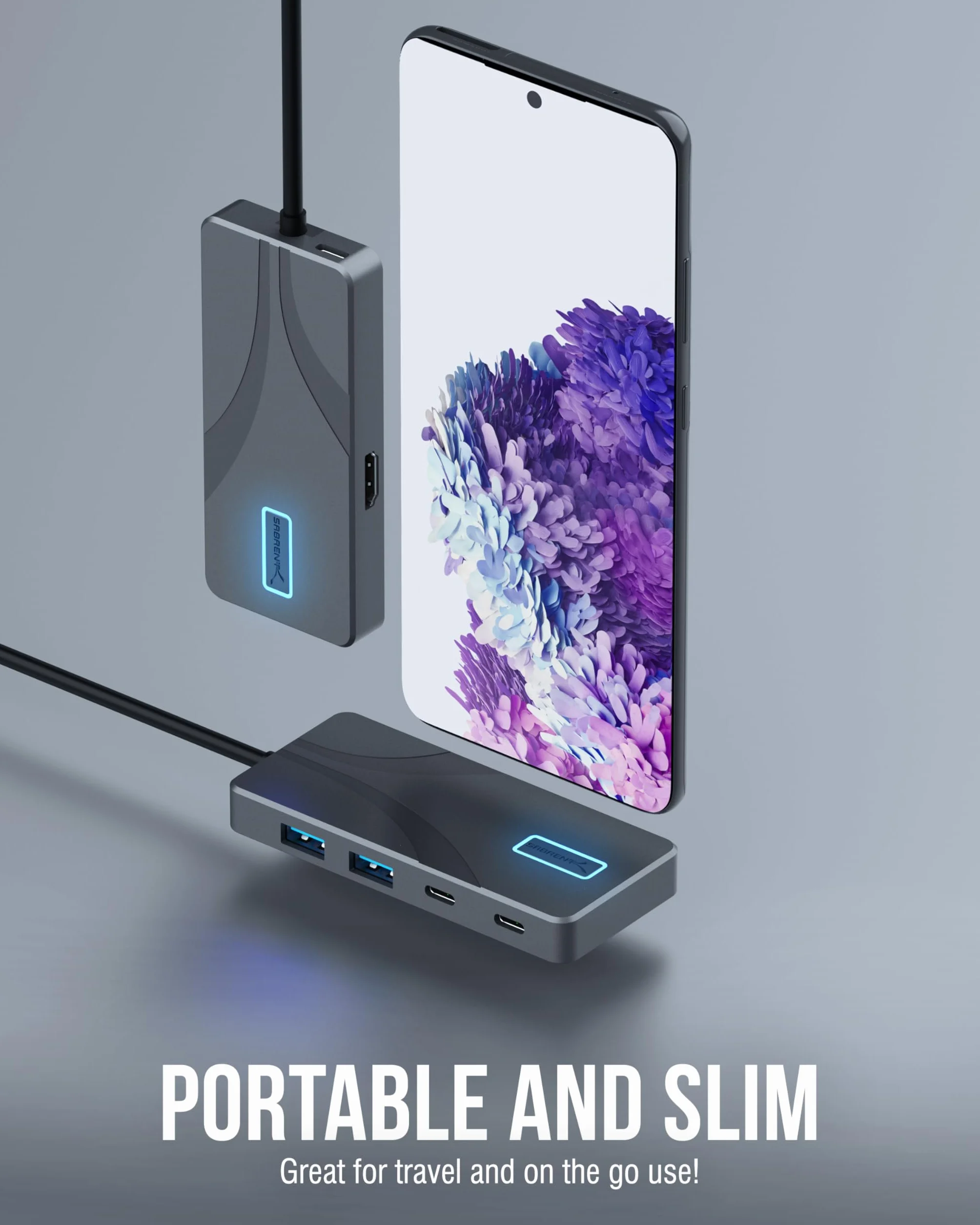 SABRENT 5-portowy hub USB typu C z portami USB 3.2 10 Gb/s, wyjście HDMI 4K, zasilanie 80 W, 2 x USB-A, 2 x USB-C, przenośna stacja dokująca do laptopów, tabletów, smartfonów, obsługa HDR/HDCP
