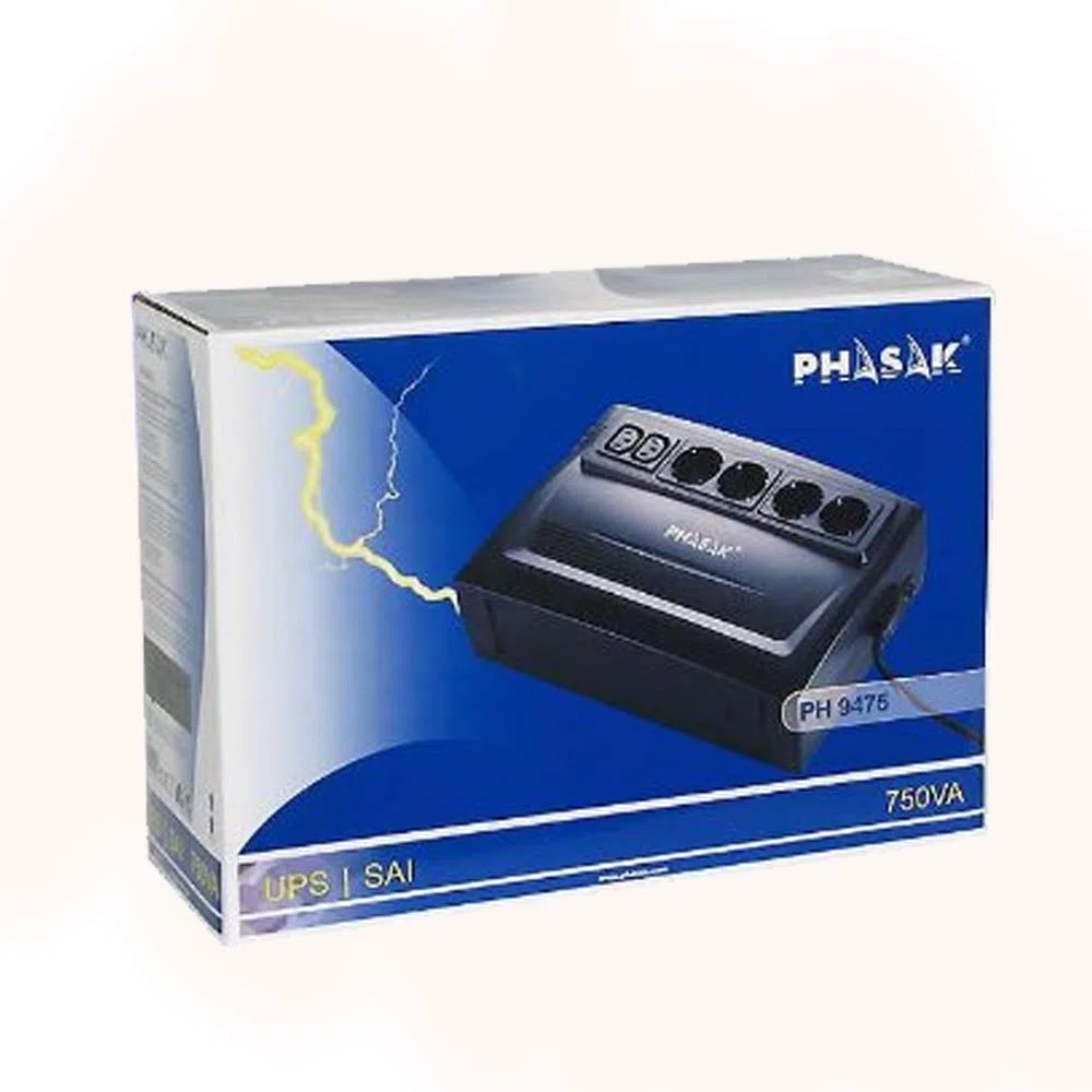 Phasak PH 9475 - Zasilacz bezprzerwowy (750 VA, IEC 320-C14, RJ 45, USB, SCHUKO)