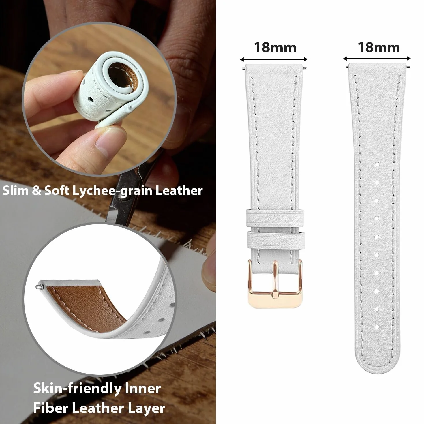 Pasek do Huawei Watch GT 4 41 mm, skórzany pasek do zegarka, 18 mm, zapasowy pasek skórzany dla kobiet i mężczyzn