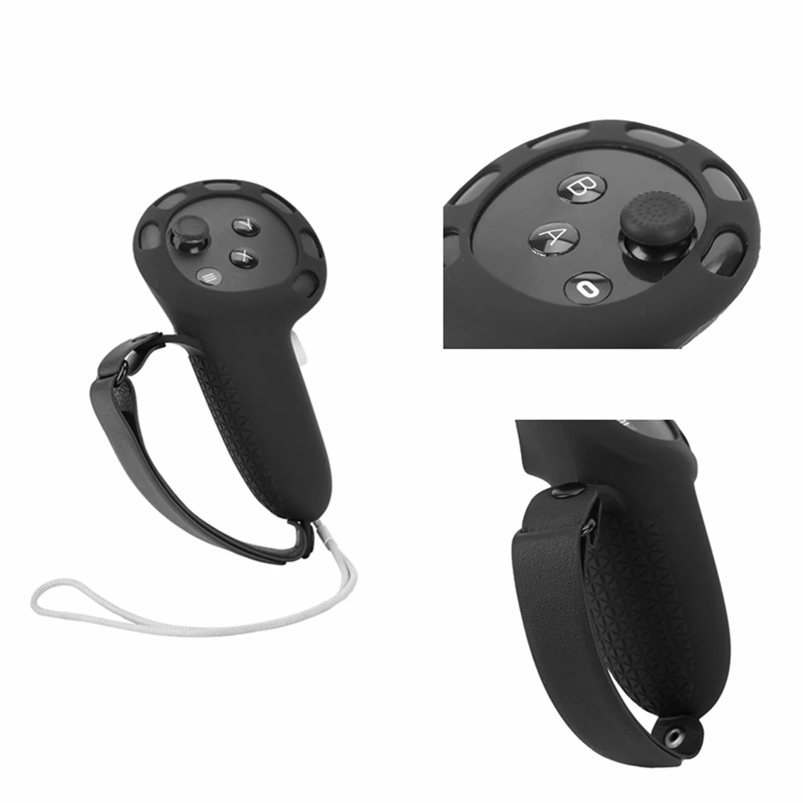 Zestaw silikonowych etui ochronnych kompatybilny z Meta Quest 3, osłona zestawu słuchawkowego z przodu + osłona twarzy VR + osłona uchwytu na kontroler dotykowy, wymienne akcesoria VR (czarny)
