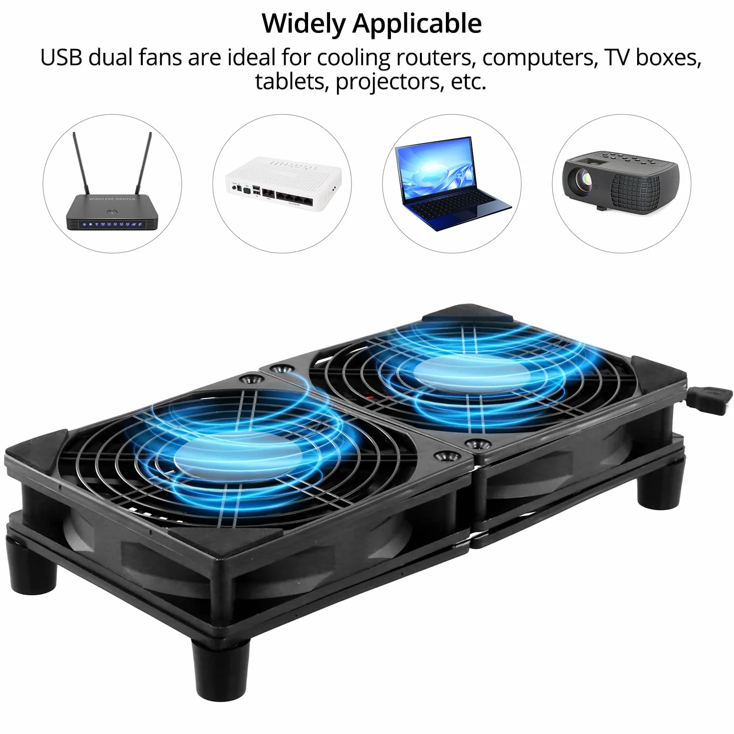 QWORK Wentylator USB PC 120 mm podwójny 2 w 1 5 V