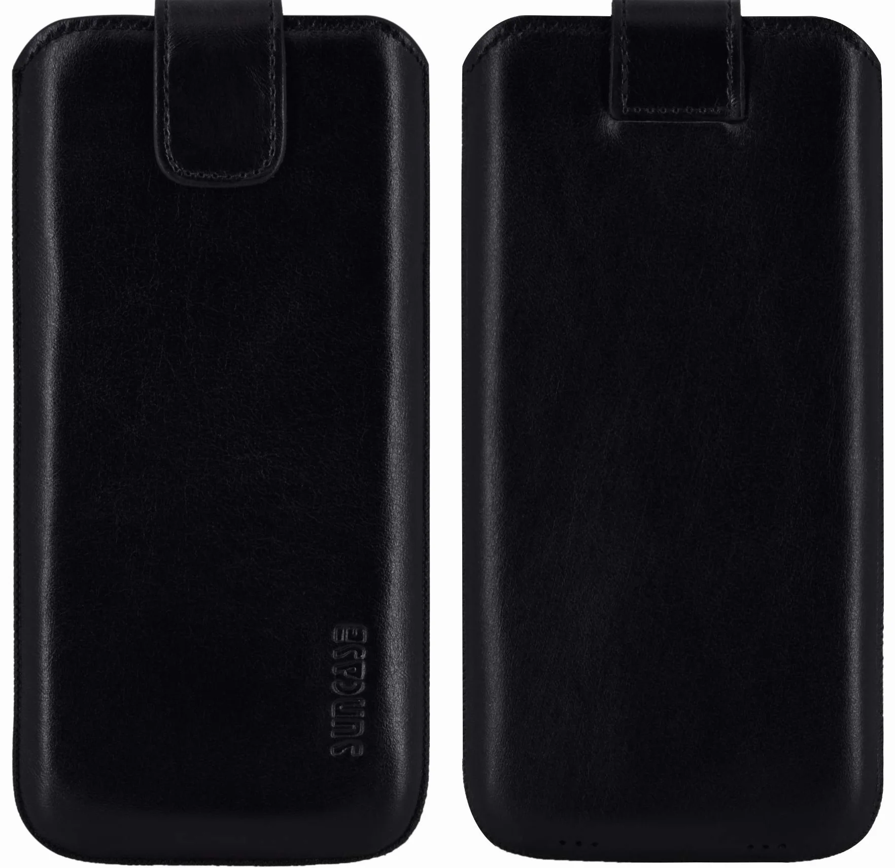 Suncase Skórzany pokrowiec Slim-Edition do Motorola Moto Edge 30 Pro czarny z magnetycznym zamknięciem