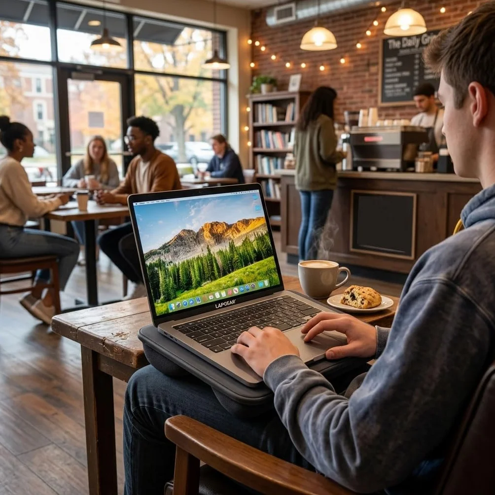 LAPGEAR Kompaktowe biurko na kolana węgiel drzewny do laptopów 15 cali