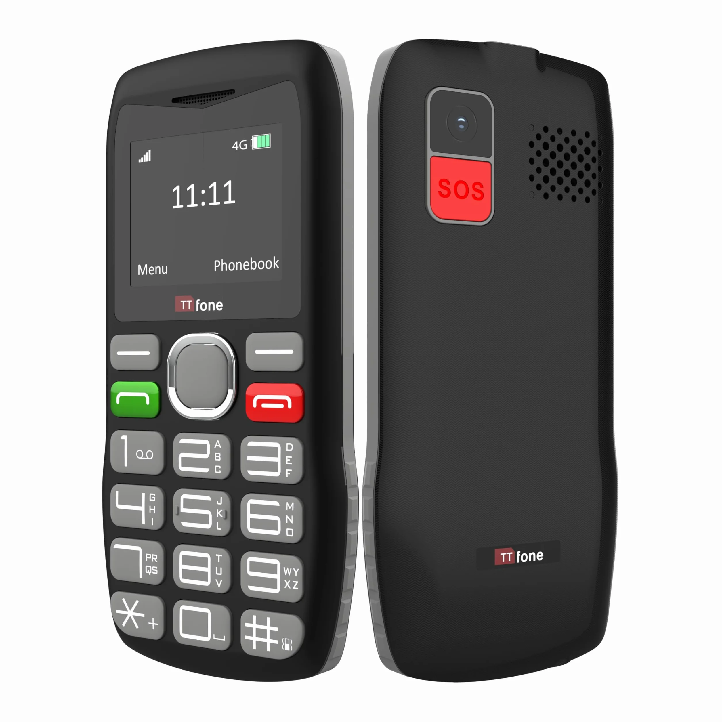 TTfone TT890 4G Telefon dla Seniorów – Łatwy w użyciu telefon komórkowy z dużymi przyciskami, przyciskiem SOS, ładowaniem USB-C, Bluetooth, aparatem – odblokowany