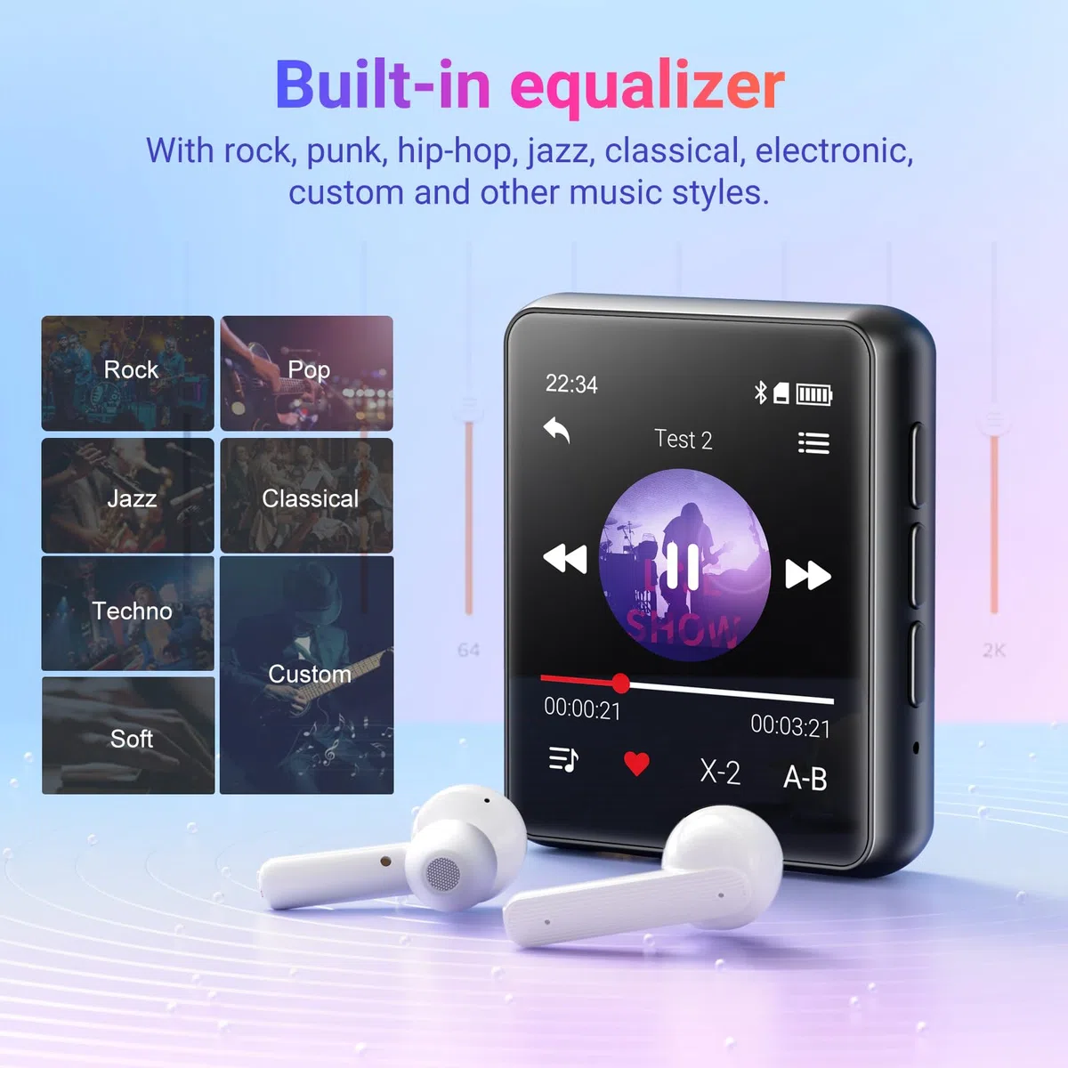 Odtwarzacz MP3 z Bluetooth - 128GB Odtwarzacz Muzyczny, Wbudowany Głośnik i radio FM, 1,8'' Mini Ekran Dotykowy MP3 - Idealny dla Dzieci i Sportu (czarny)
