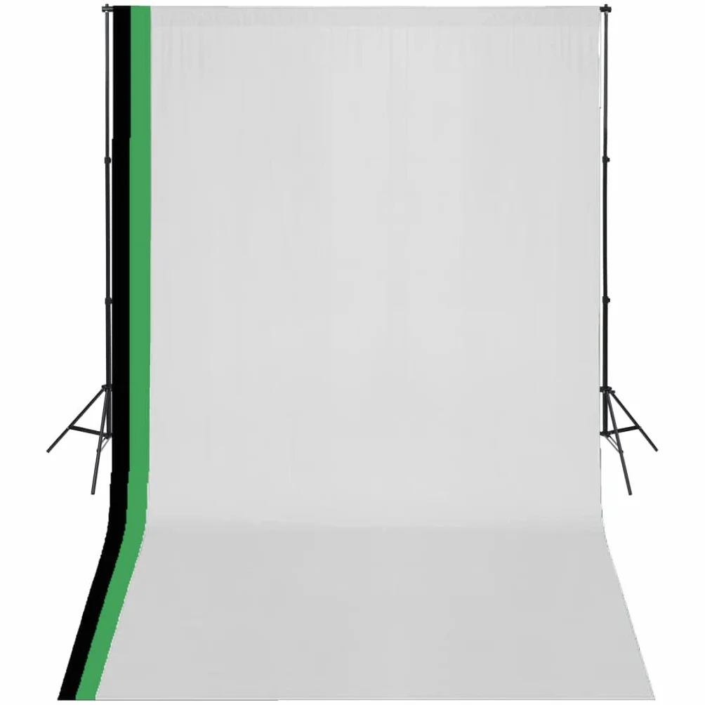 Studio fotograficzne, zestaw 3 bawełnianych tła, 3 x 5 m, regulowana rama aluminiowa, system tła ze statywem, poprzeczką, zaciskiem do fotografii, portretu, zdjęcia produktu, wideo na żywo