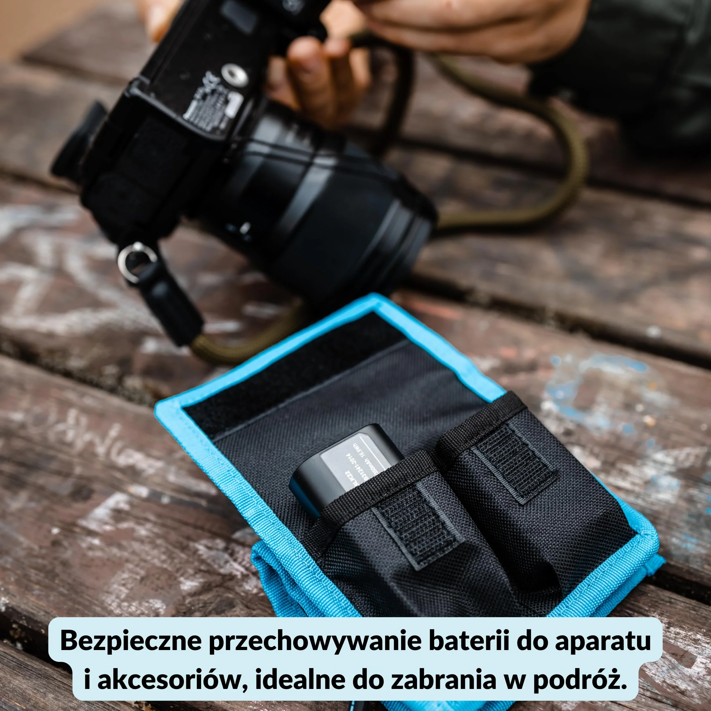 LENS-AID Etui na baterie do aparatu: przechowywanie baterii, kart pamięci – kompatybilny z Canon, Nikon, Sony, Fuji itp.., czarny/niebieski, für 2 Akkus, Dwukolorowy