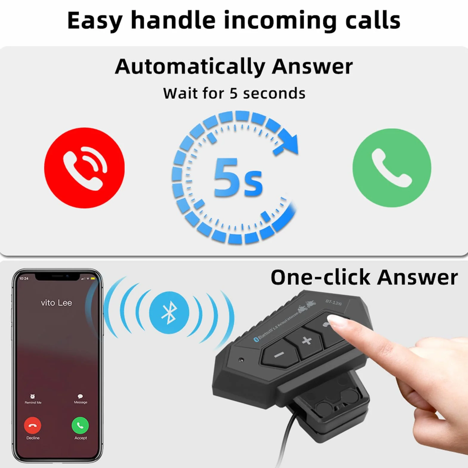 Zestaw głośnomówiący Bluetooth do kasku motocyklowego BT 2000 mAh