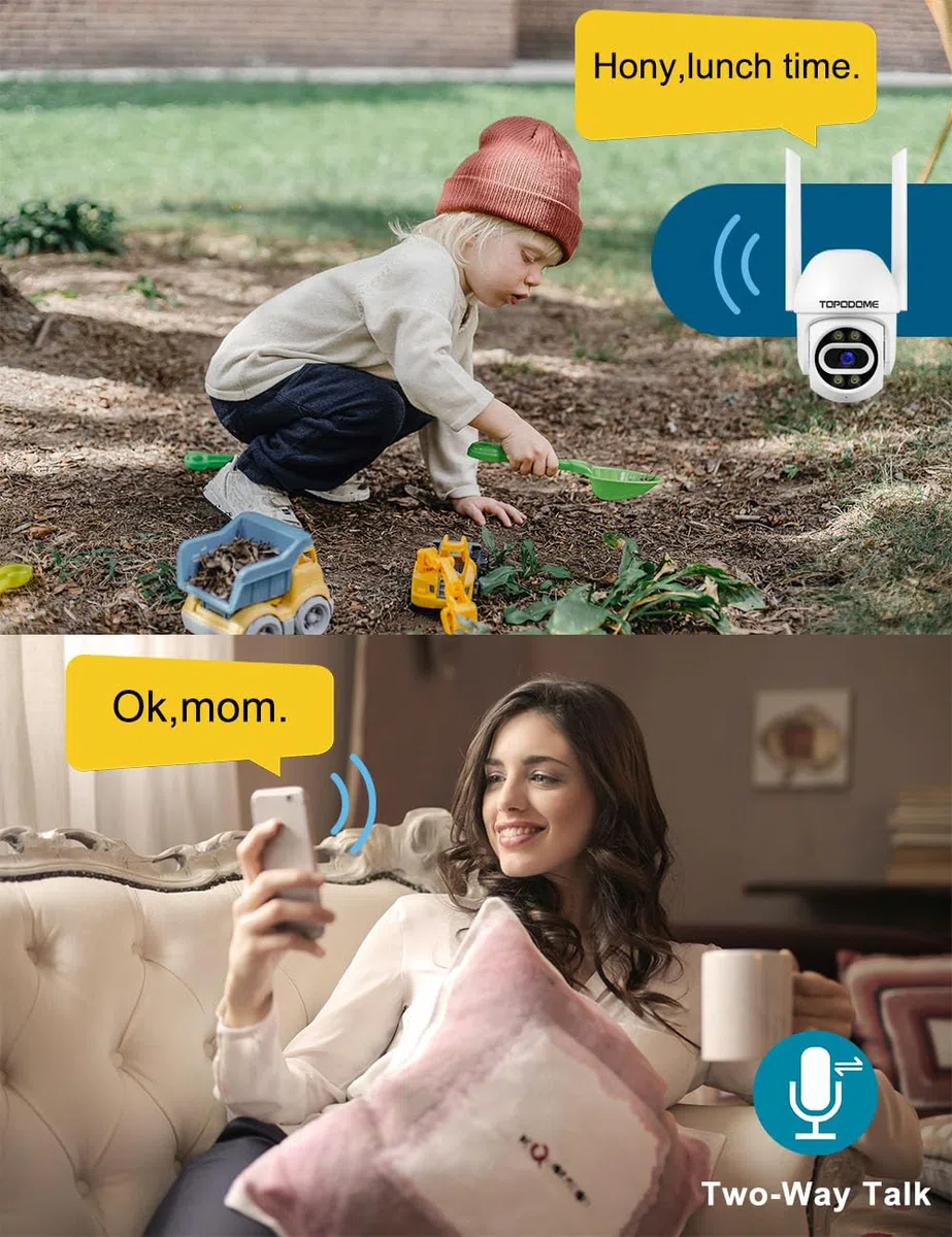 kamera WLAN, do stosowania na zewnątrz, z humanoidalnym alarmem, 1080p, kamera do monitoringu wewnętrznego, 360-stopniowe PTZ z automatycznym śledzeniem, 20 m podczerwień i kolorowa