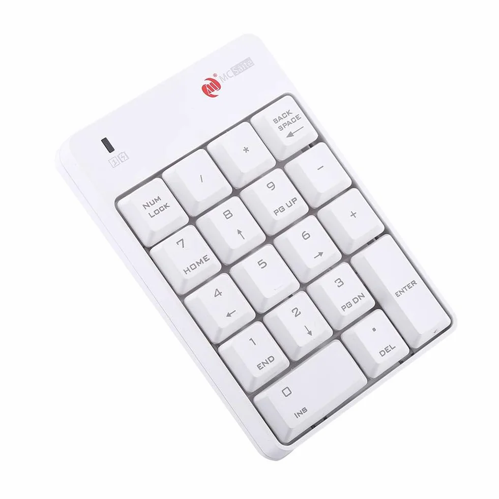 Tosuny Bezprzewodowa Klawiatura Numeryczna USB 2,4 GHz 18 Cyfr Mini 10m Biała