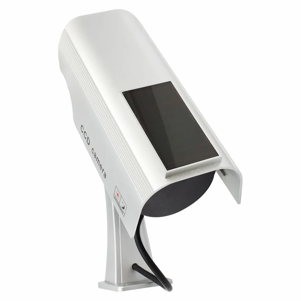 COM-FOUR® atrapa kamery 2x solarna z diodą LED ze wspornikiem ściennym do domu