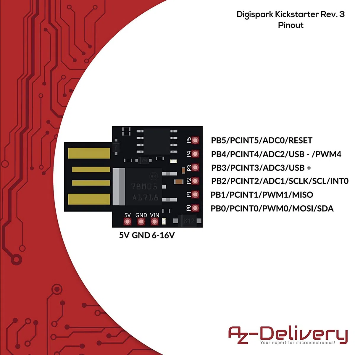 AZDelivery 3 x Digispark Rev.3 Kickstarter z ATTiny85 i USB kompatybilny z Arduino wraz z e-Book!