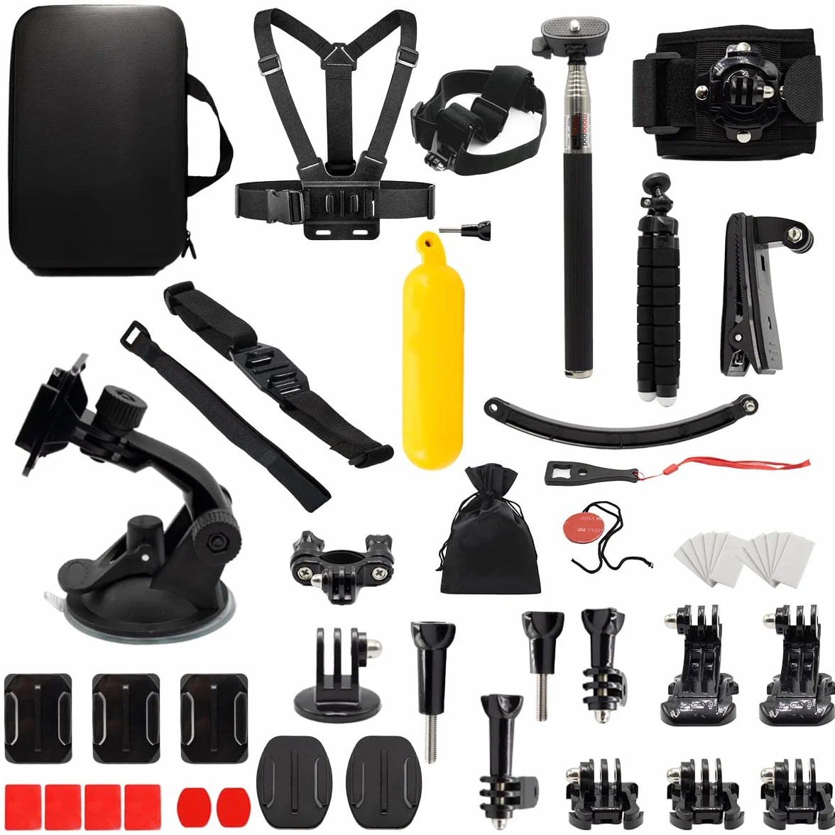 MMOBIEL Zestaw akcesoriów do kamery sportowej 50 w 1 kompatybilny z GoPro Hero 11 10 9 8 7 6 5 4 GoPro Max Fusion DJI Osmo Action AKASO Insta 360