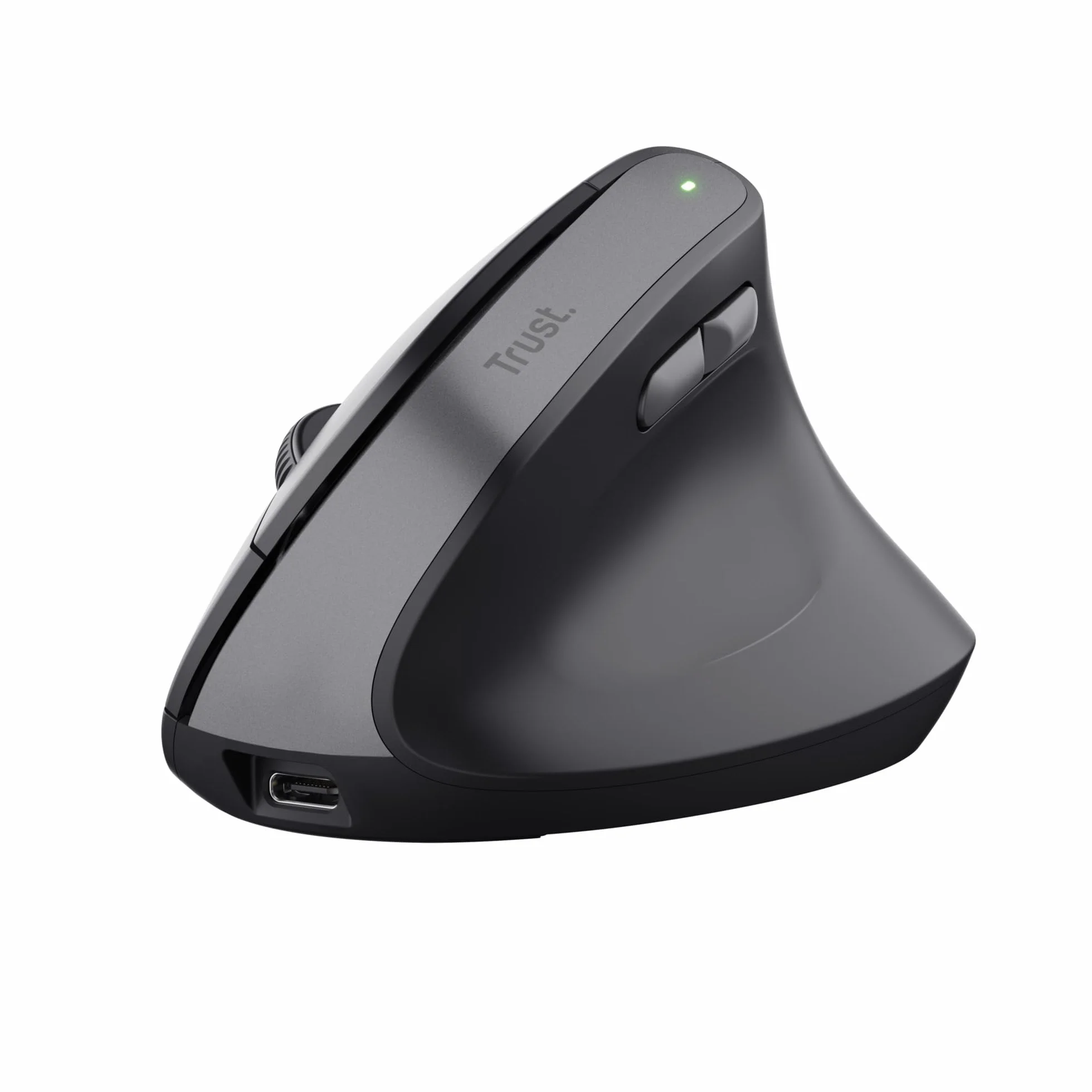 Trust Yuno Ergonomiczna Mysz Bezprzewodowa Pionowa, USB 2.4GHz, Regulowane DPI 800-2400, Czarny