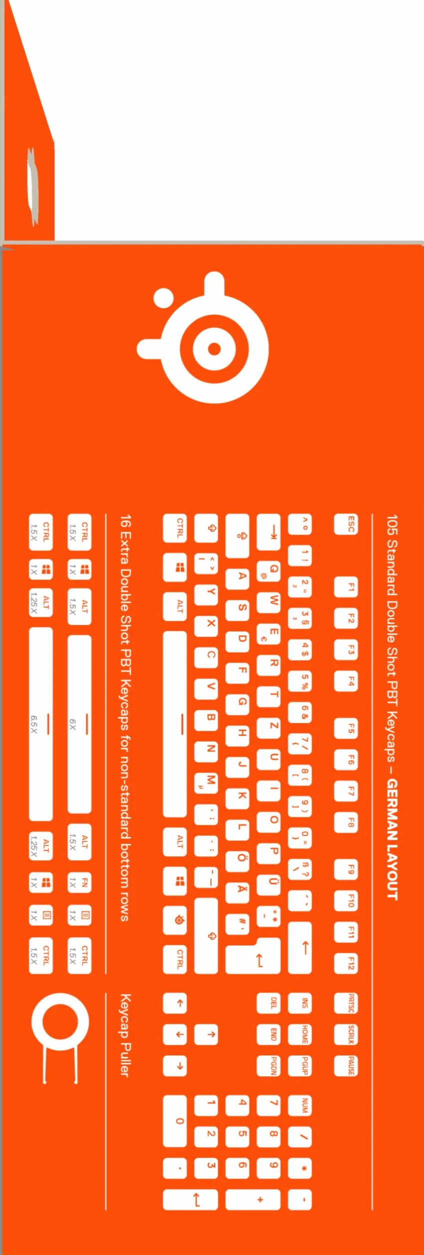 SteelSeries 60380 PrismCaps, Zestaw dwustronnych przycisków o wyglądzie"Pudding", kompatybilne ze wszystkimi popularnymi klawiaturami mechanicznymi, popychacz MX, Biały (niemiecki układ klawiatury)
