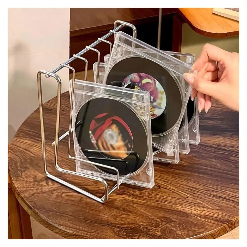 Stojak do przechowywania płyt CD Mały, minimalistyczny stojak na płyty CD ze stali nierdzewnej do domowego biura